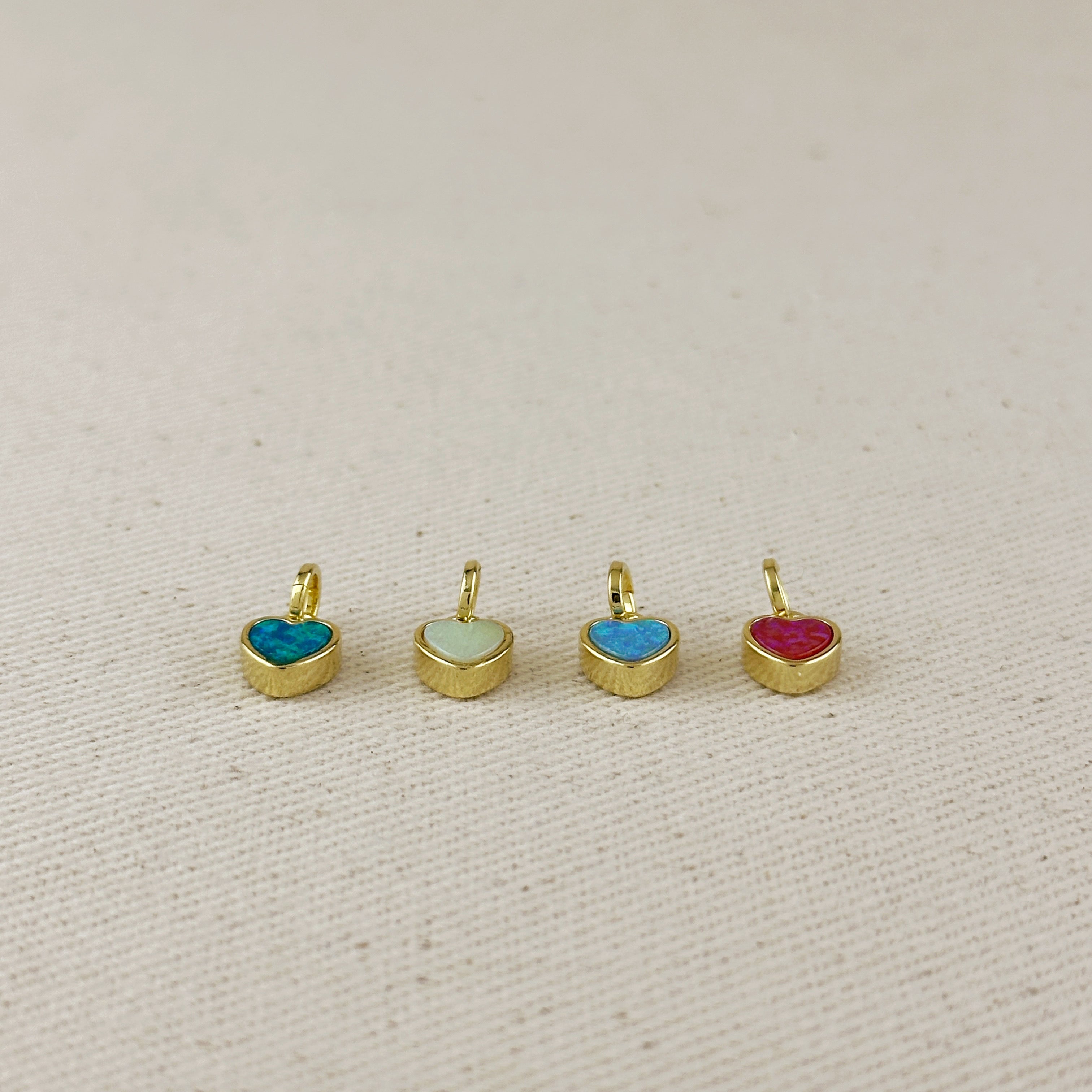 Opal Heart Charms 18k Gold Filled