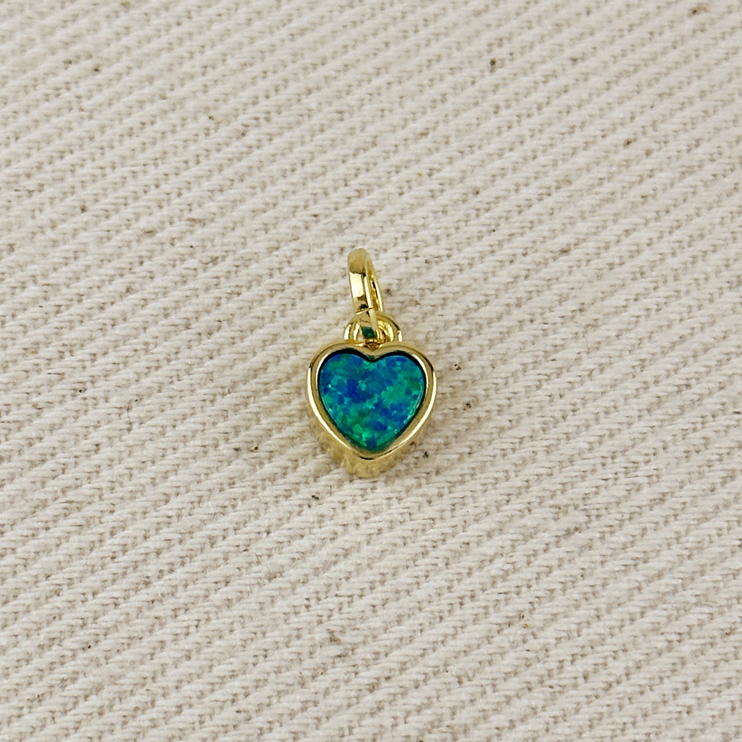Opal Heart Charms 18k Gold Filled