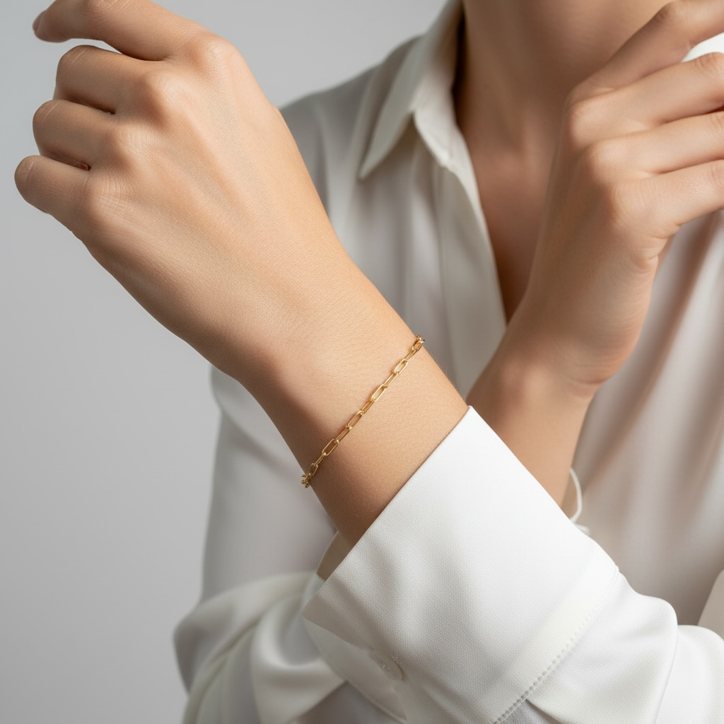 Short Link Paperclip Bracelet 18k Gold Filled