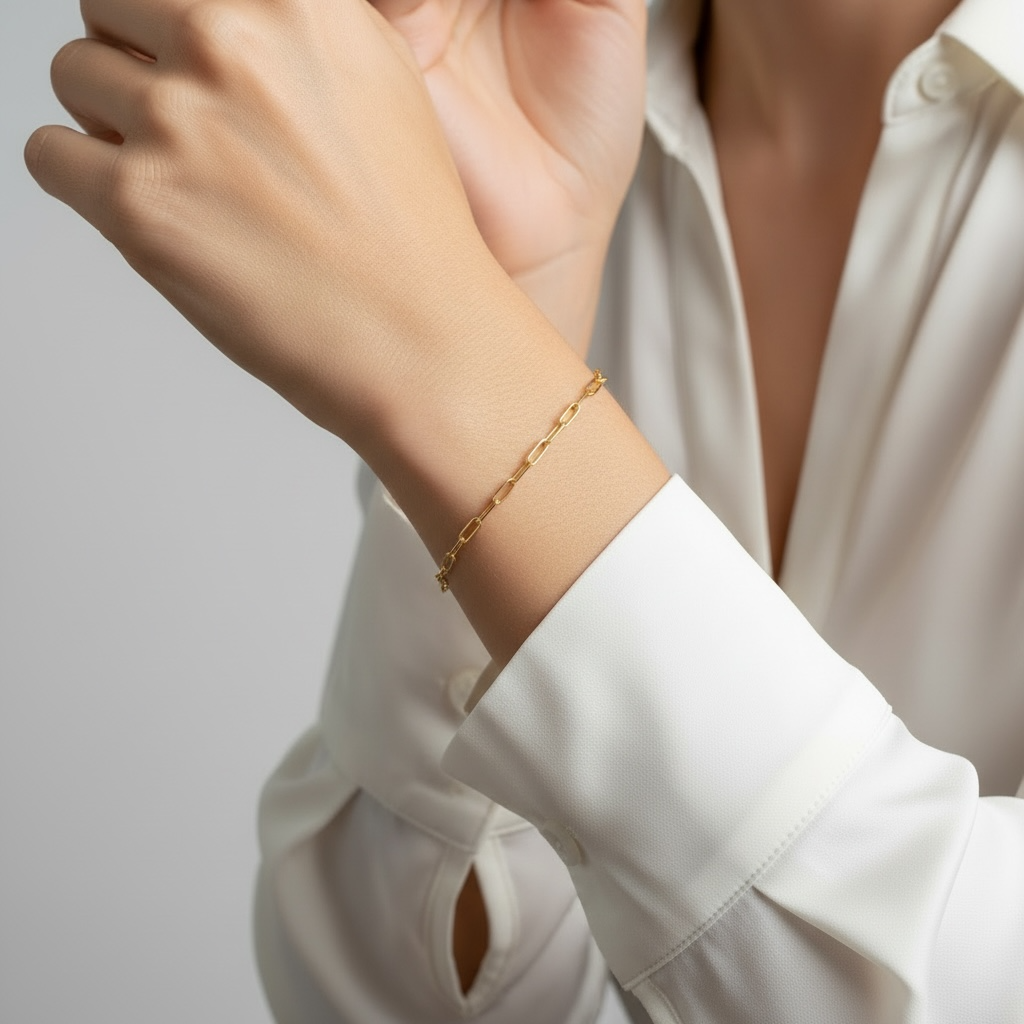 Short Link Paperclip Bracelet 18k Gold Filled