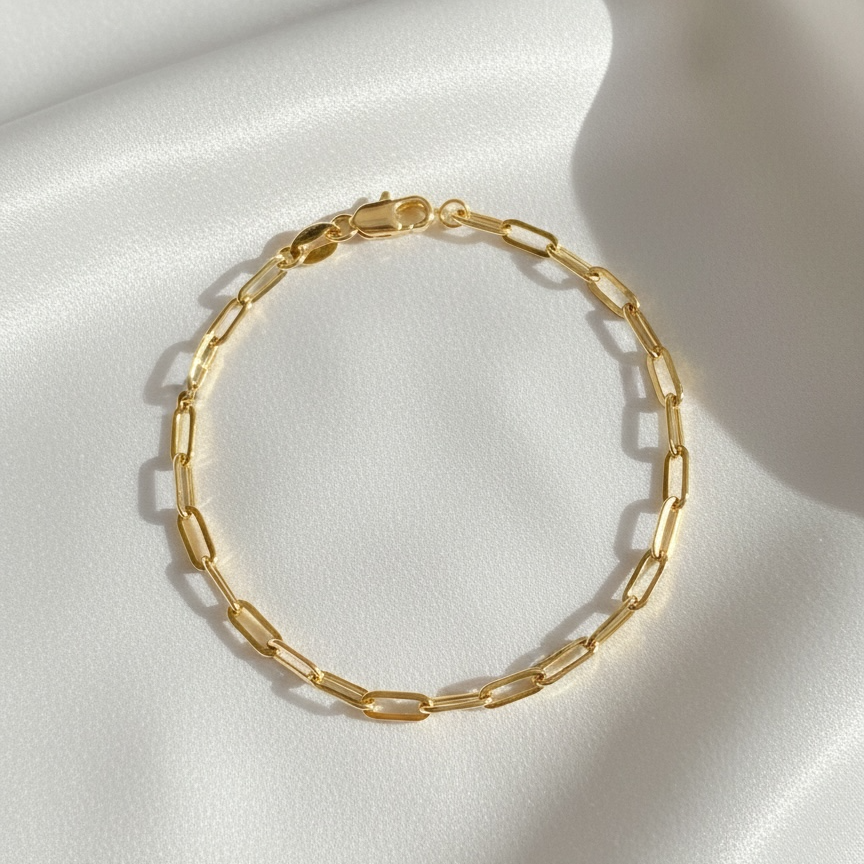 Short Link Paperclip Bracelet 18k Gold Filled