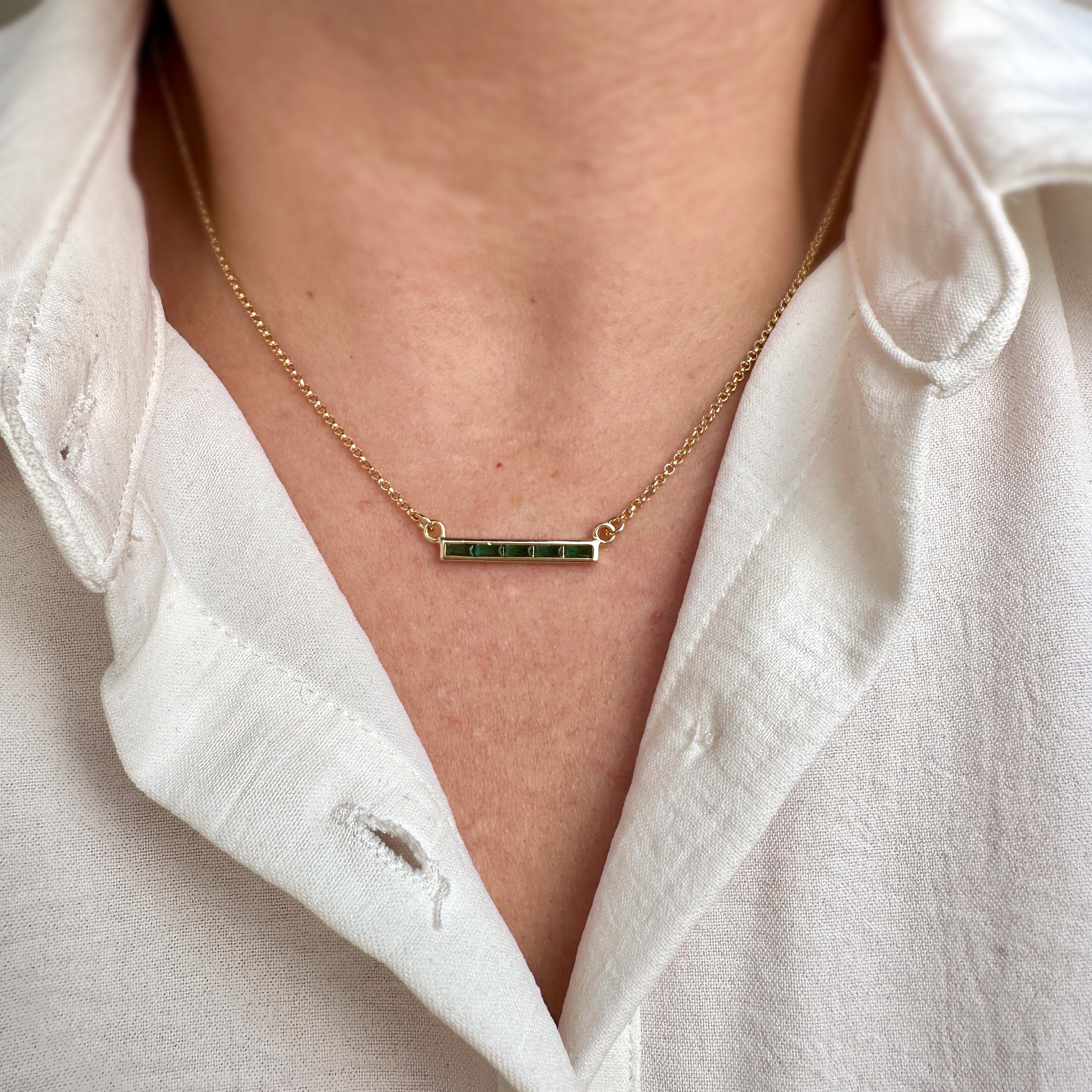 Gold Filled 18k CZ Bar Necklace