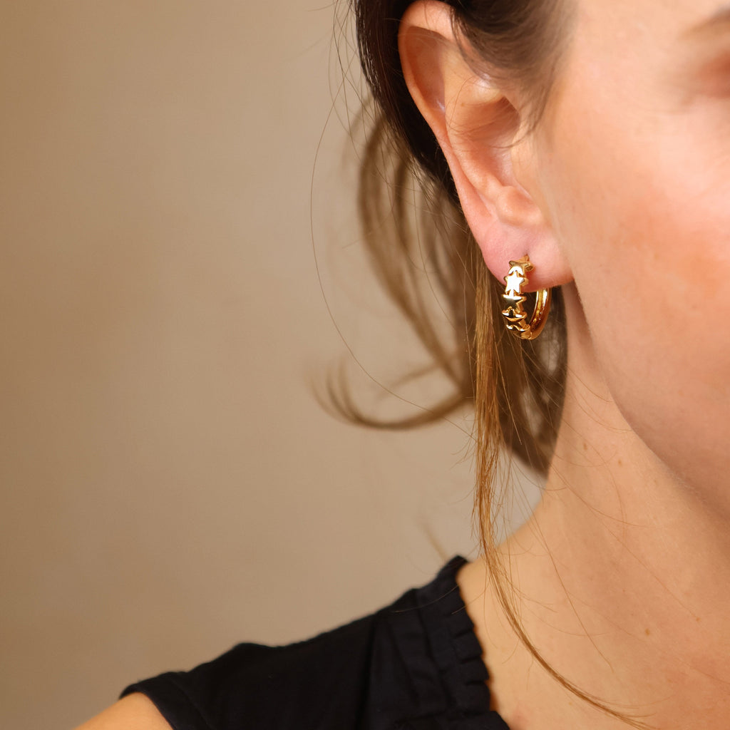 Gold Filled 18k Stars Clicker Hoop Earrings