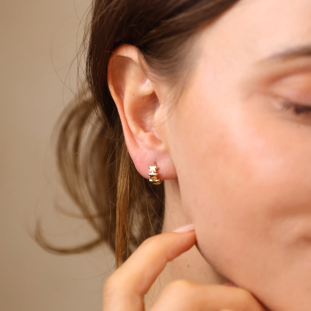 Gold Filled 18k Stars Clicker Hoop Earrings