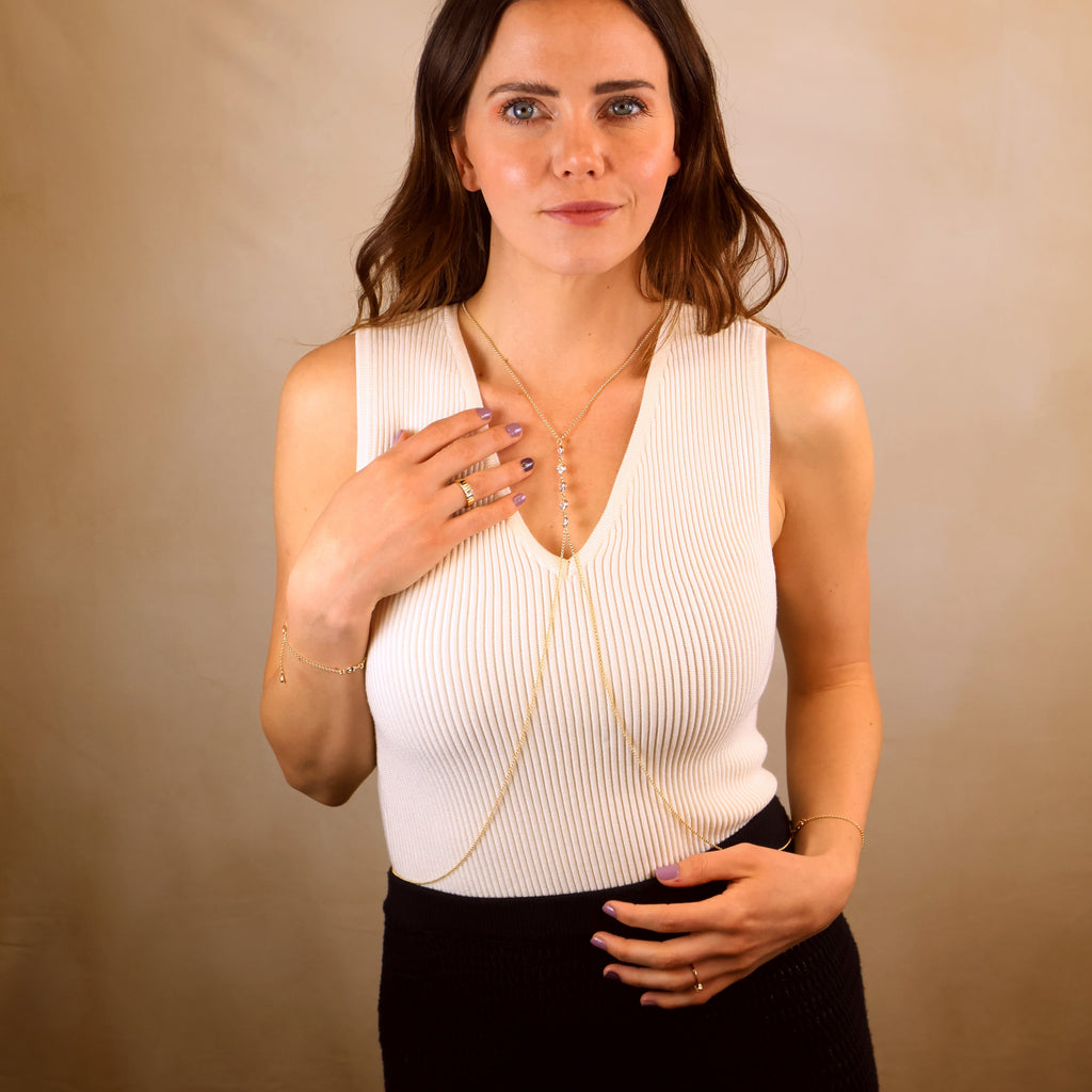 Chain 18k Gold Filled Body With Bezel CZ Stones