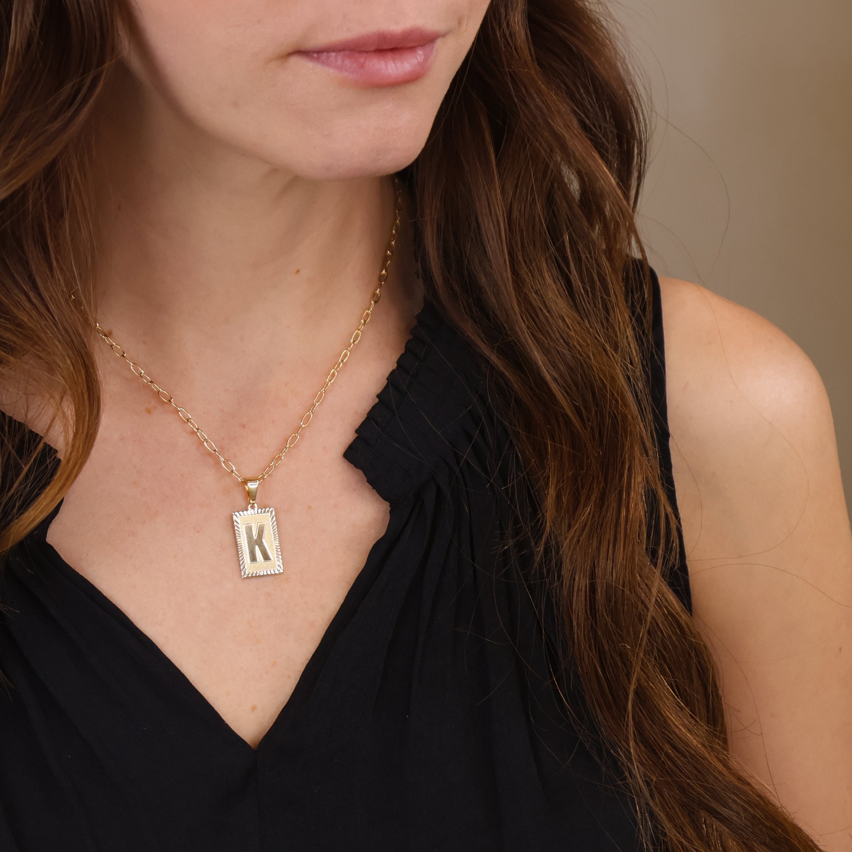 Pendant 18k Gold Filled Vintage Diamond Cut Initial Plate