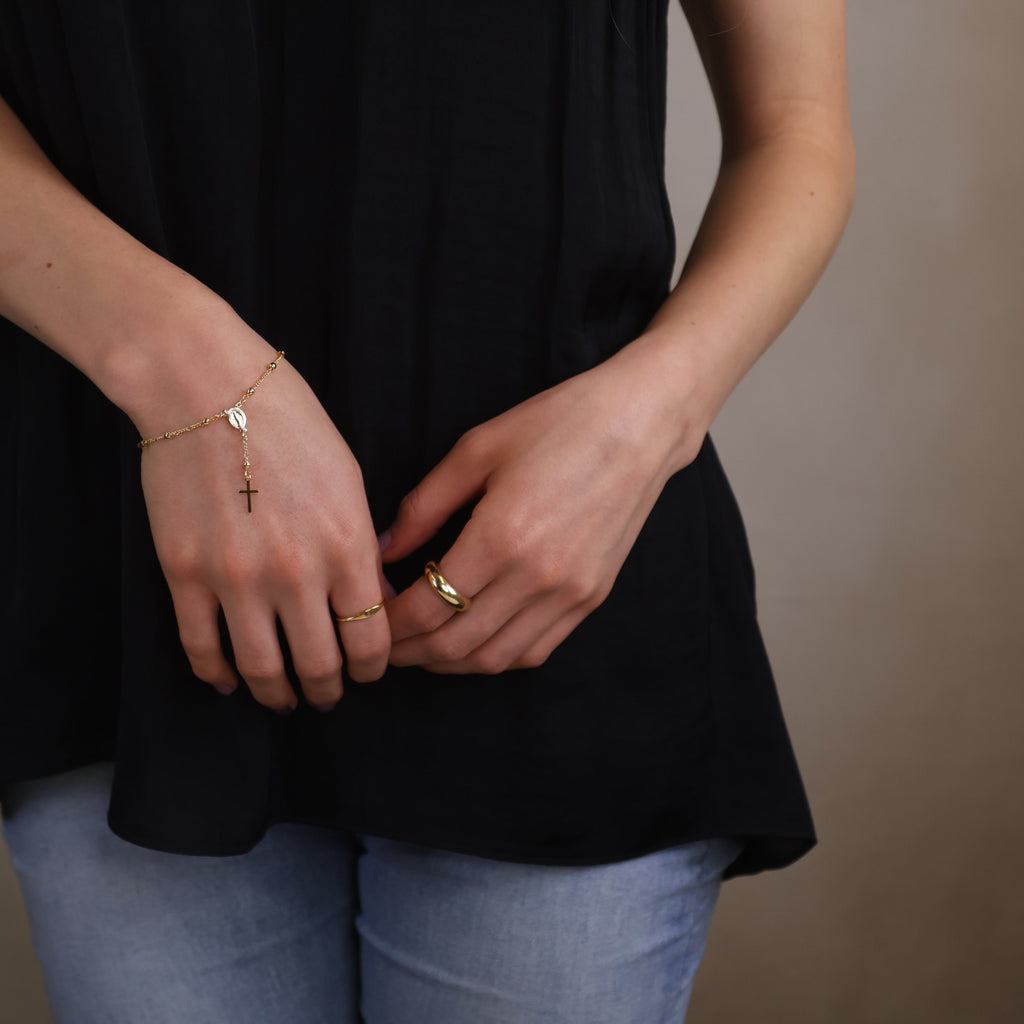 Gold Filled 18k Figaro Rosary Bracelet