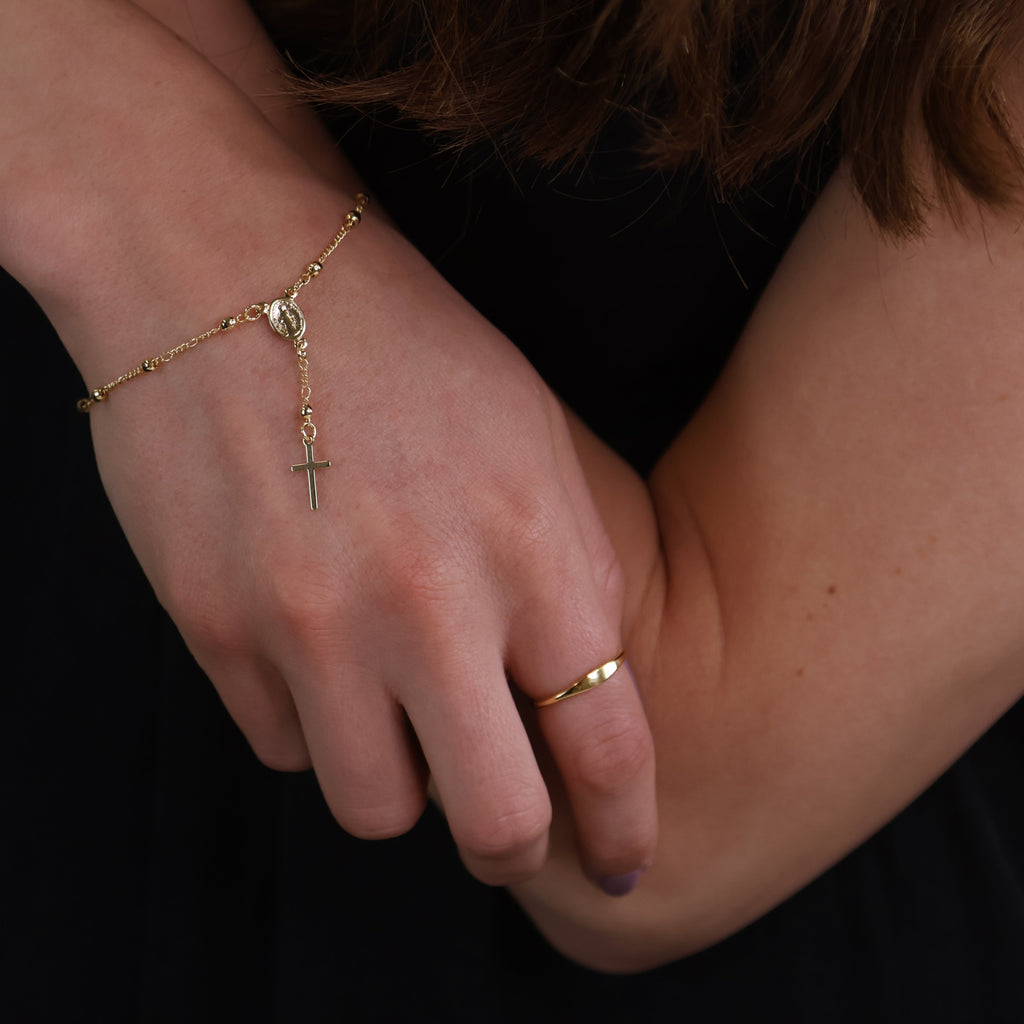 Gold Filled 18k Figaro Rosary Bracelet