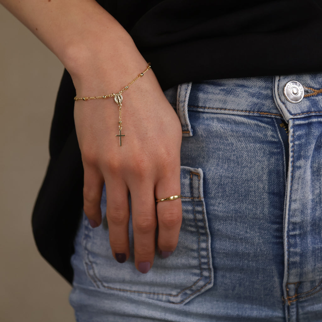 Gold Filled 18k Figaro Rosary Bracelet