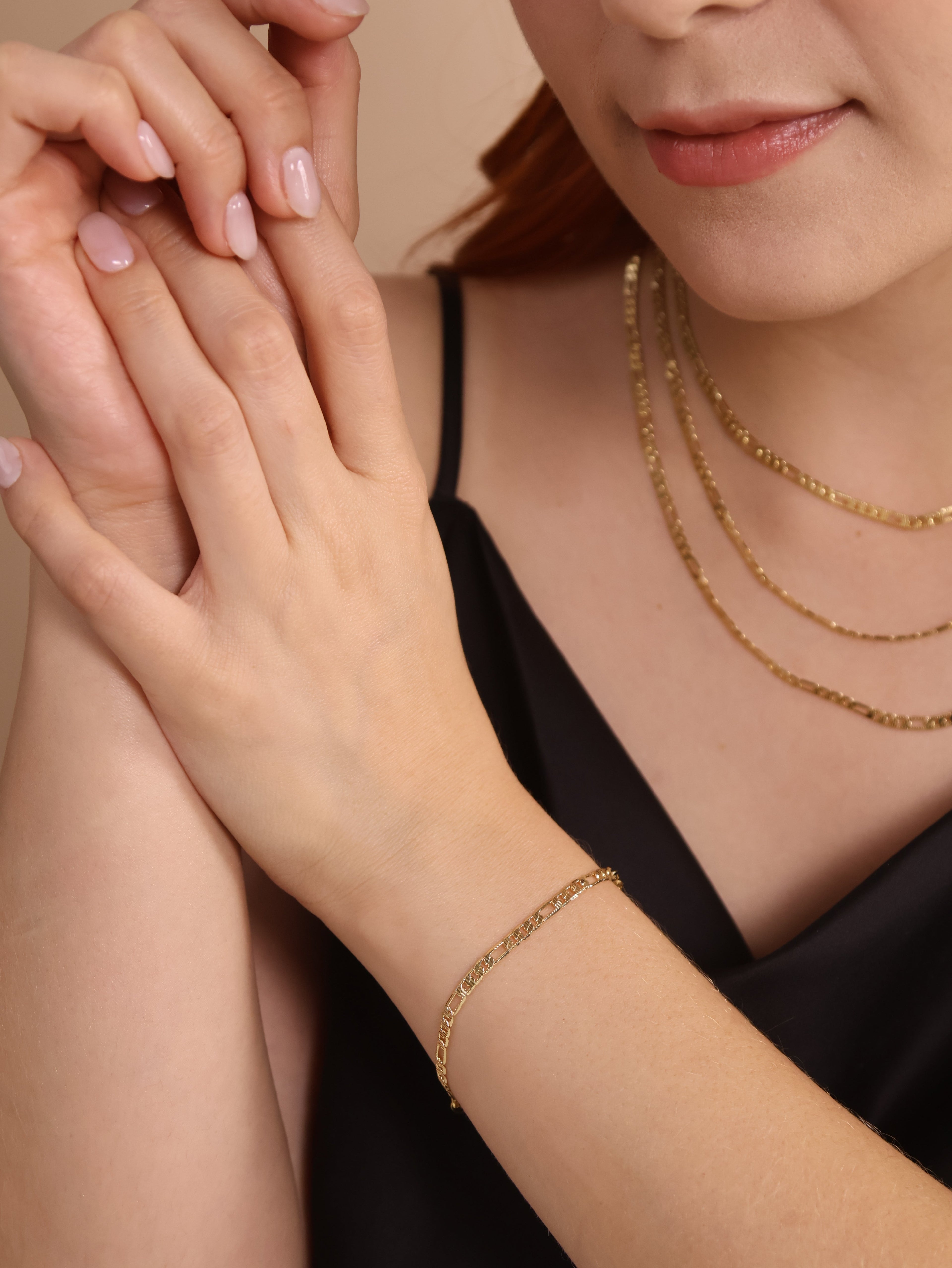 Gold Filled 18k Textured Figaro Bracelet