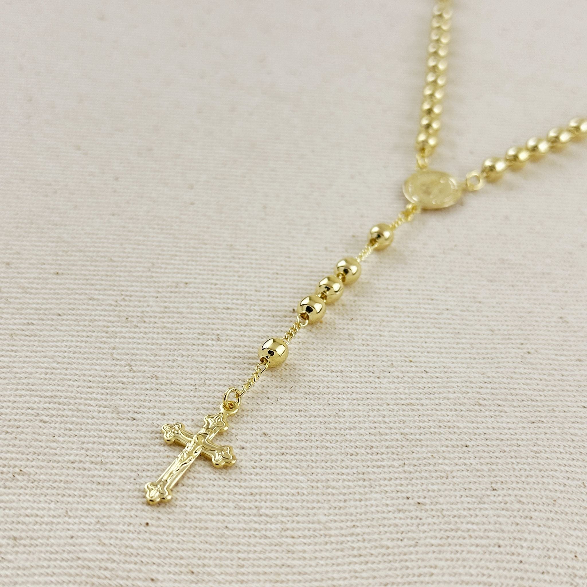 Gold Filled 18k 4.5mm Rosary Necklace