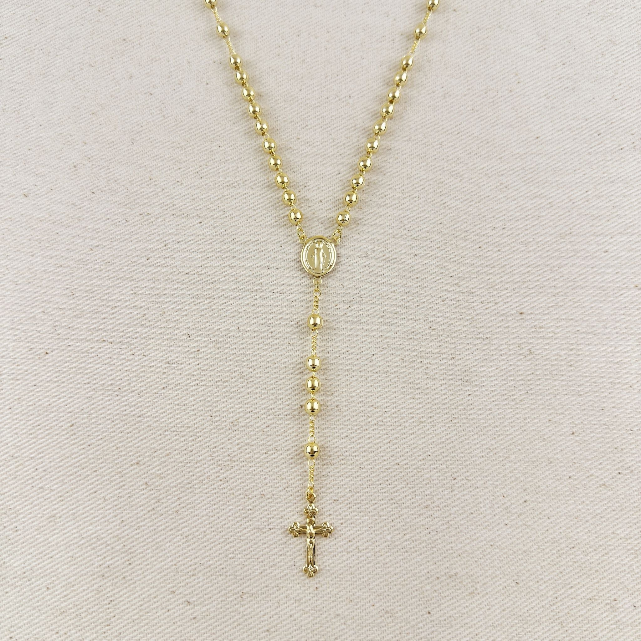 Gold Filled 18k 4.5mm Rosary Necklace