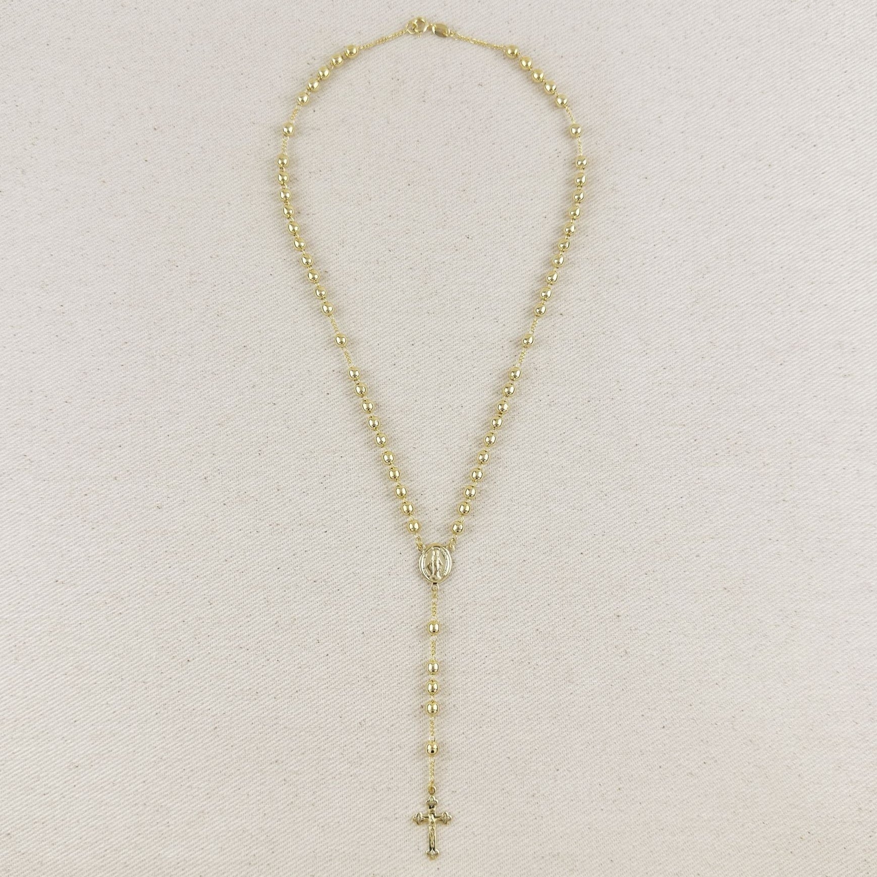 Gold Filled 18k 4.5mm Rosary Necklace