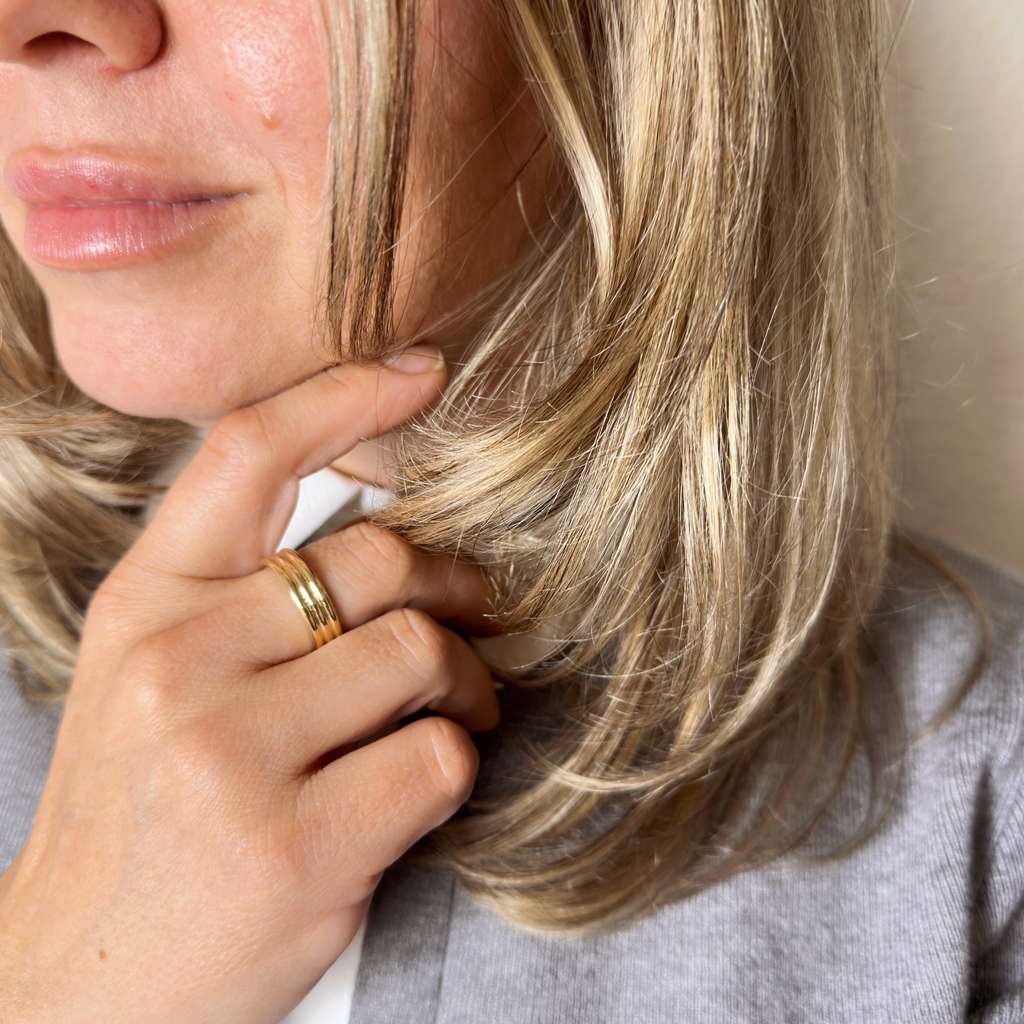 Gold Filled 18k Triple Groove Band Ring