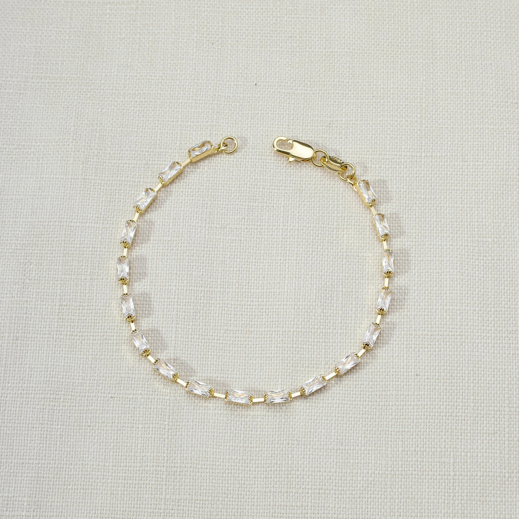Bracelet 18k Gold Filled Sideway Baguette Tennis