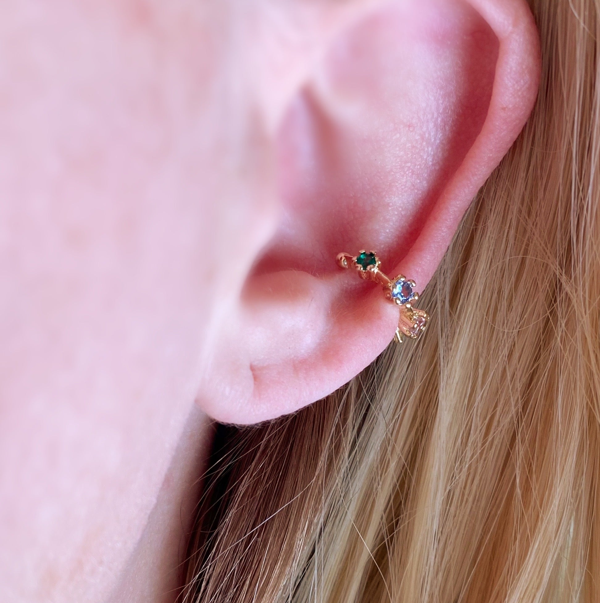 Gold Filled 18k Pastel Colored Cubic Zirconia Ear Cuff