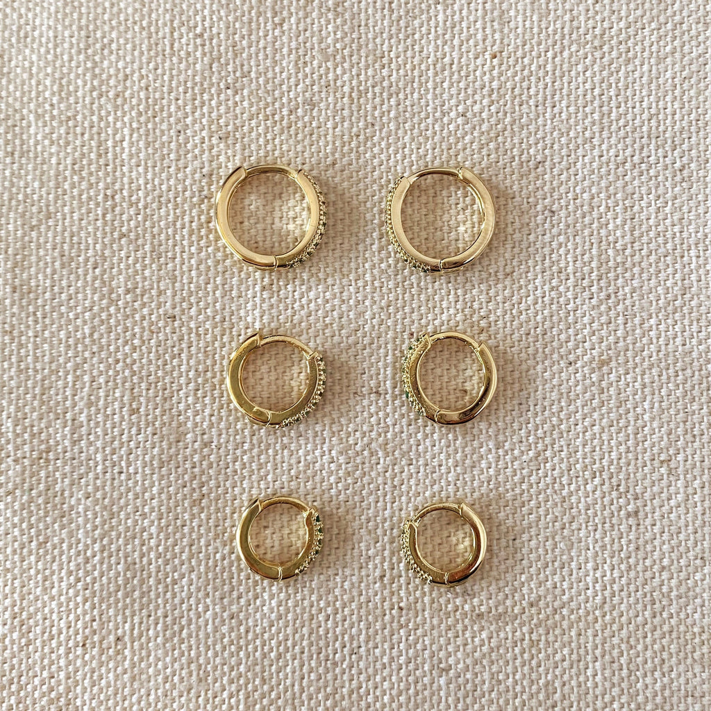 Gold Filled 18k Emerald Hoop Trio