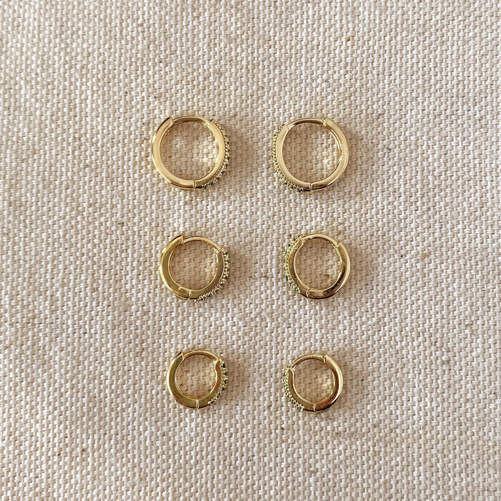 Gold Filled 18k Emerald Hoop Trio