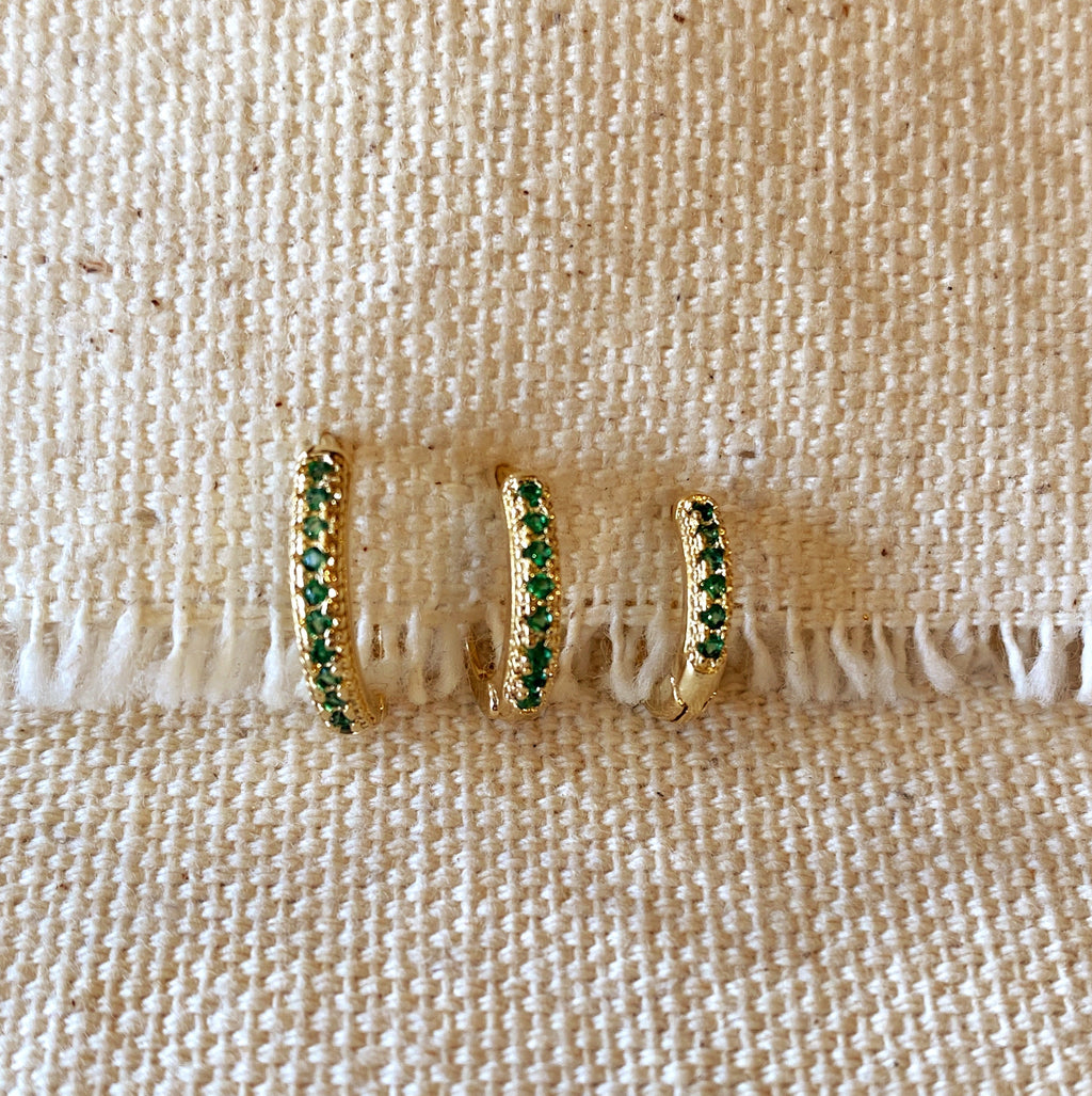 Gold Filled 18k Emerald Hoop Trio