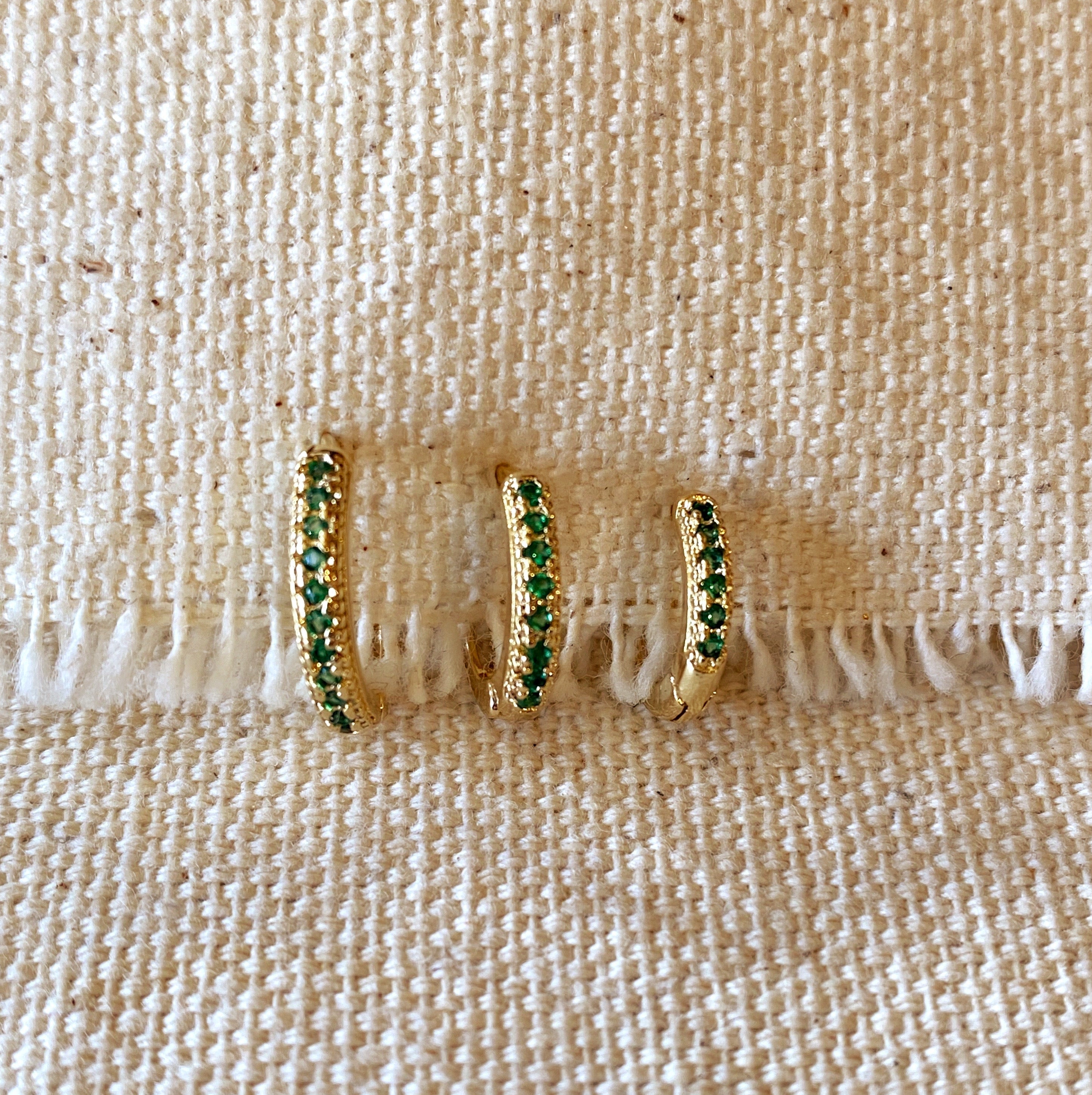 Gold Filled 18k Emerald Hoop Trio