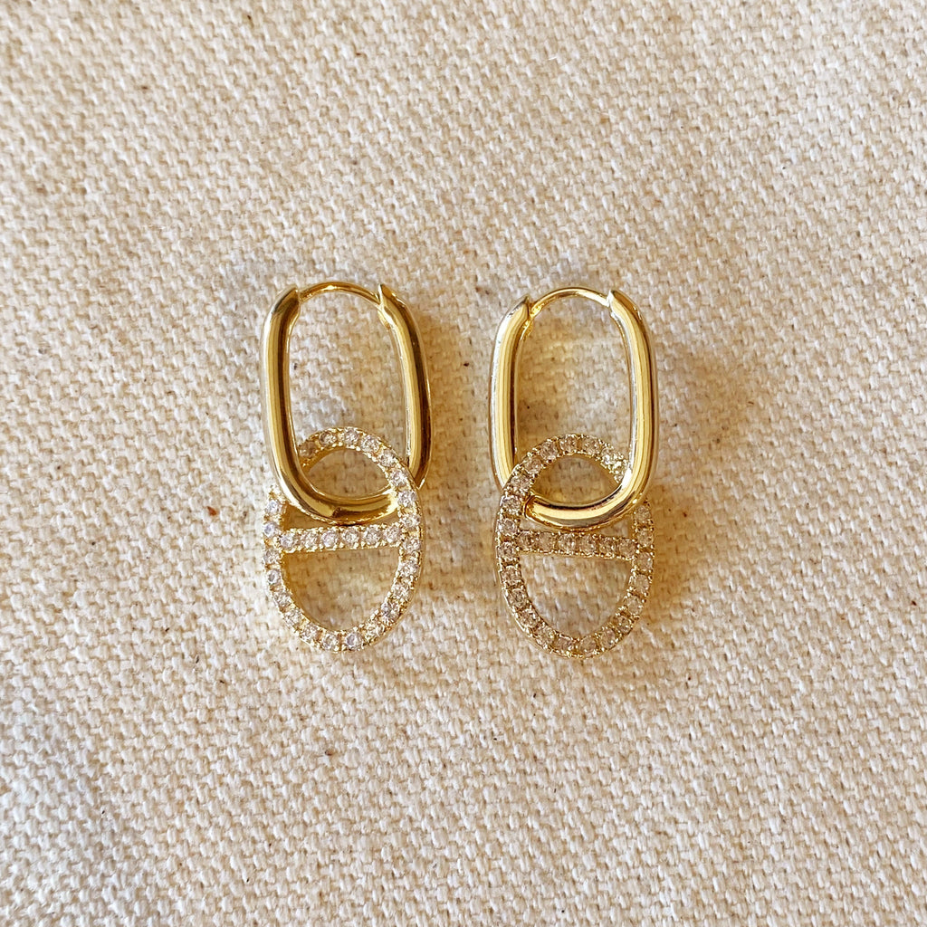 Gold Filled 18k Cubic Zirconia Mariner Drop Earrings