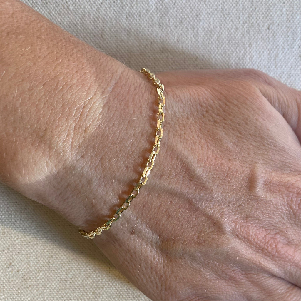 Gold Filled 18k Diamond Cut Anchor Link Bracelet