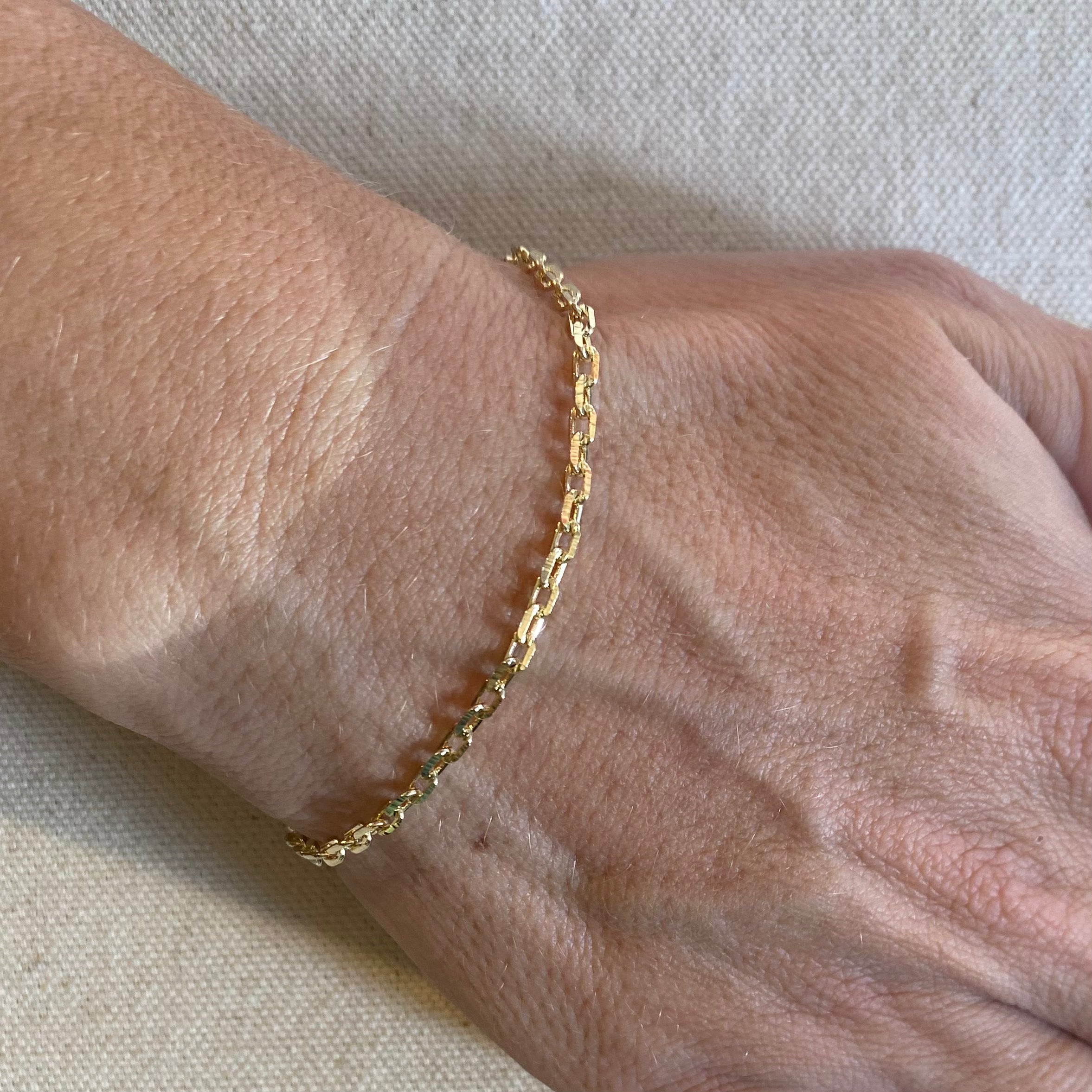 Gold Filled 18k Diamond Cut Anchor Link Bracelet