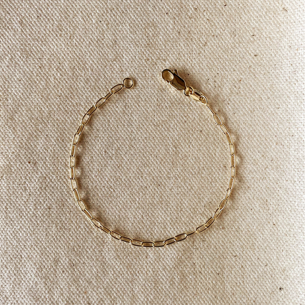 Gold Filled 18k 2.5mm Cable Link Bracelet