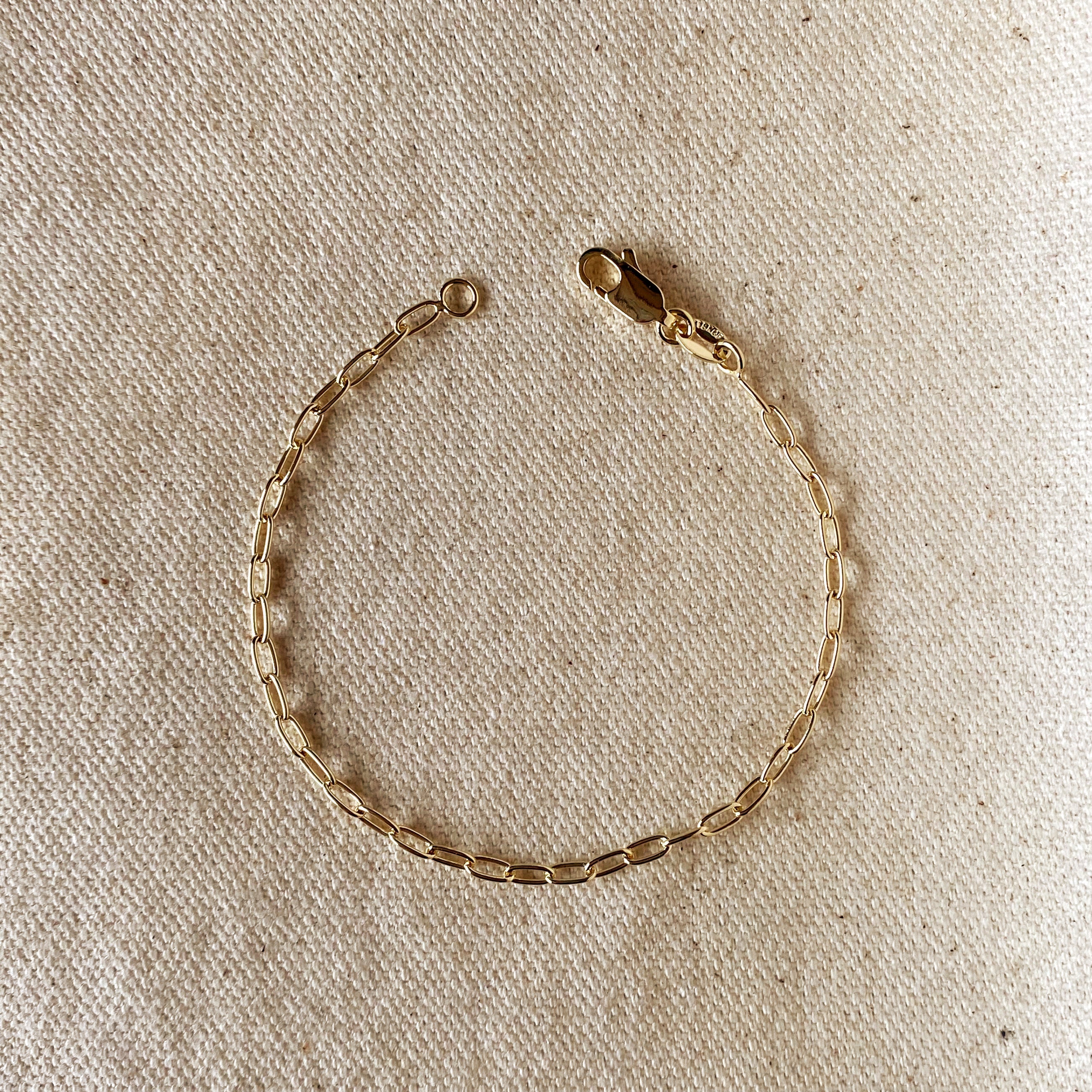 Gold Filled 18k 2.5mm Cable Link Bracelet