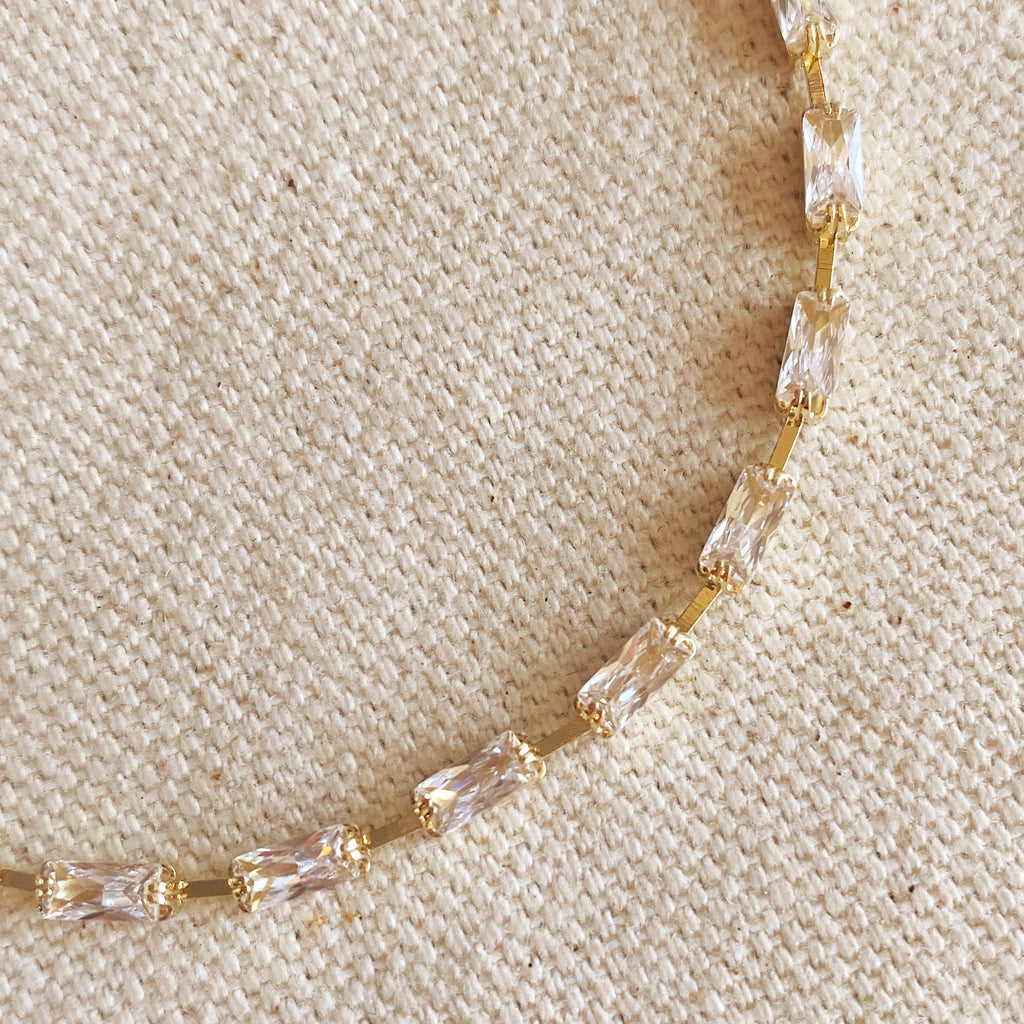 Bracelet 18k Gold Filled Sideway Baguette Tennis