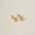 Gold Filled 18k Pearl Stud With Bezel Around