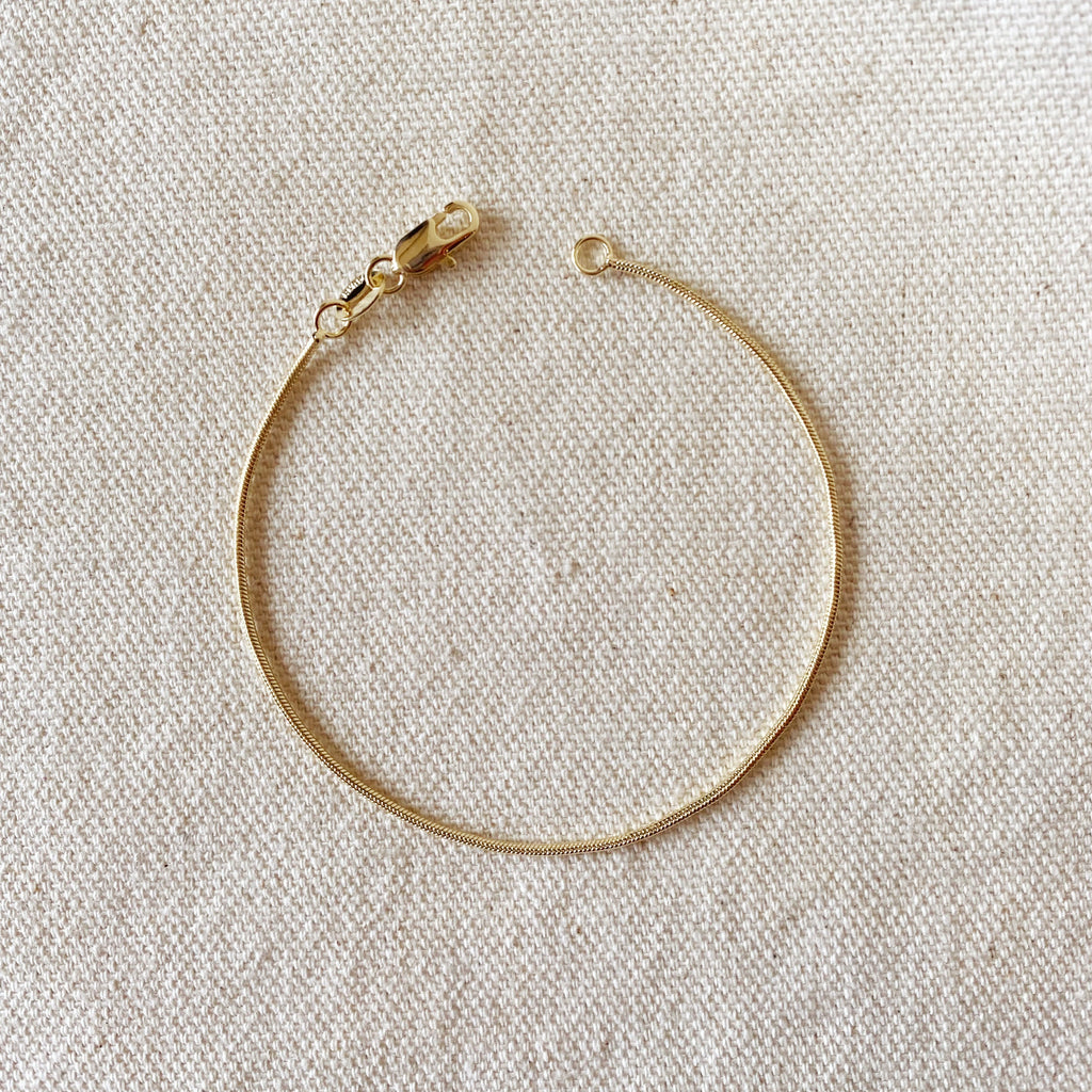 Gold Filled 18k 1.2 mm Round Snake Chain Bracelet