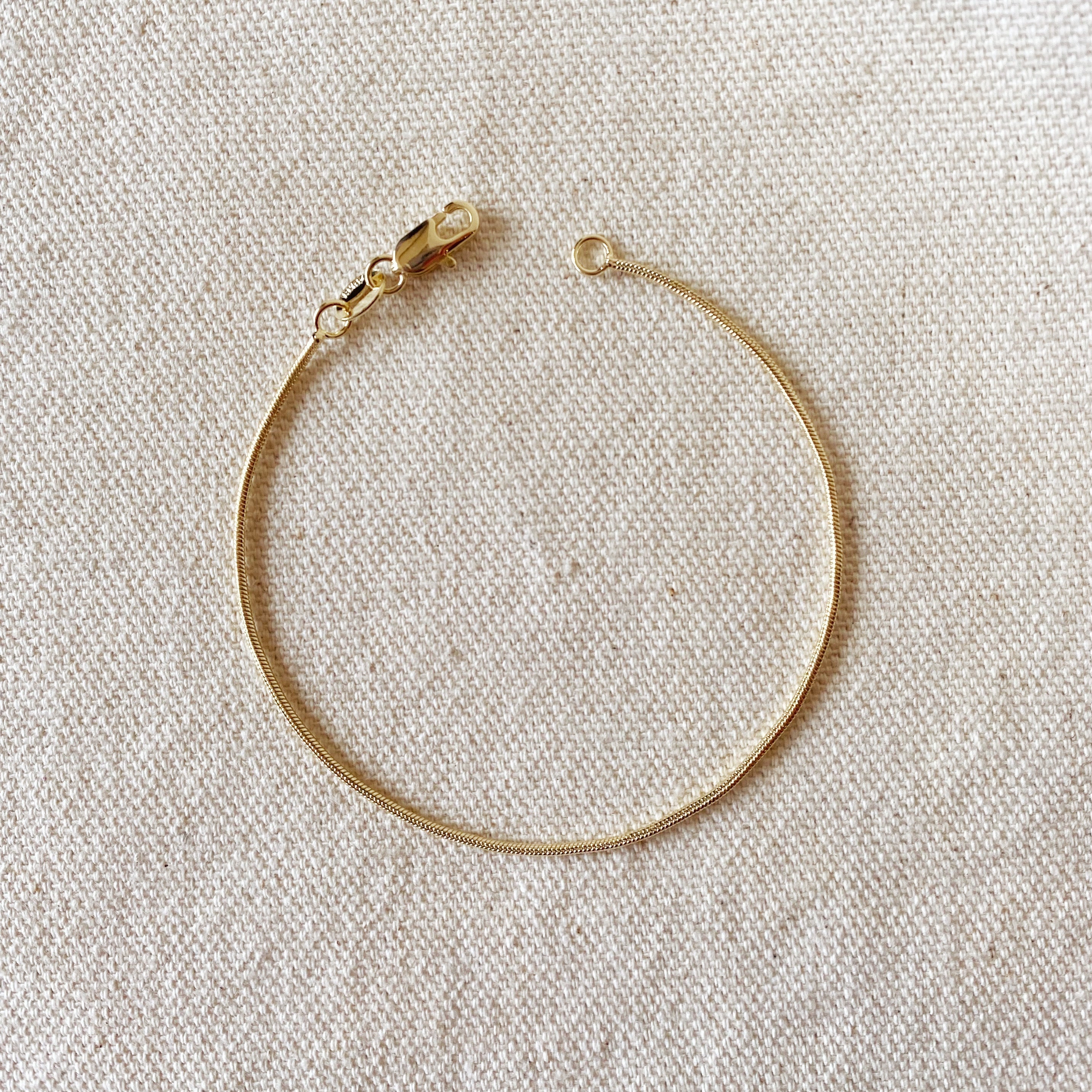 Gold Filled 18k 1.2 mm Round Snake Chain Bracelet