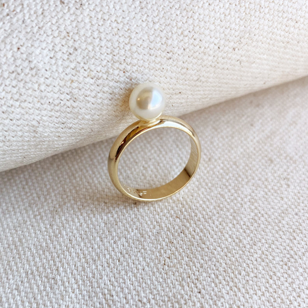 Gold Filled 18k Solitaire Pearl Ring