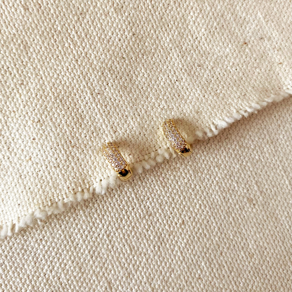 Gold Filled 18k Mini Hoop Earrings With Cubic Zirconia Detail