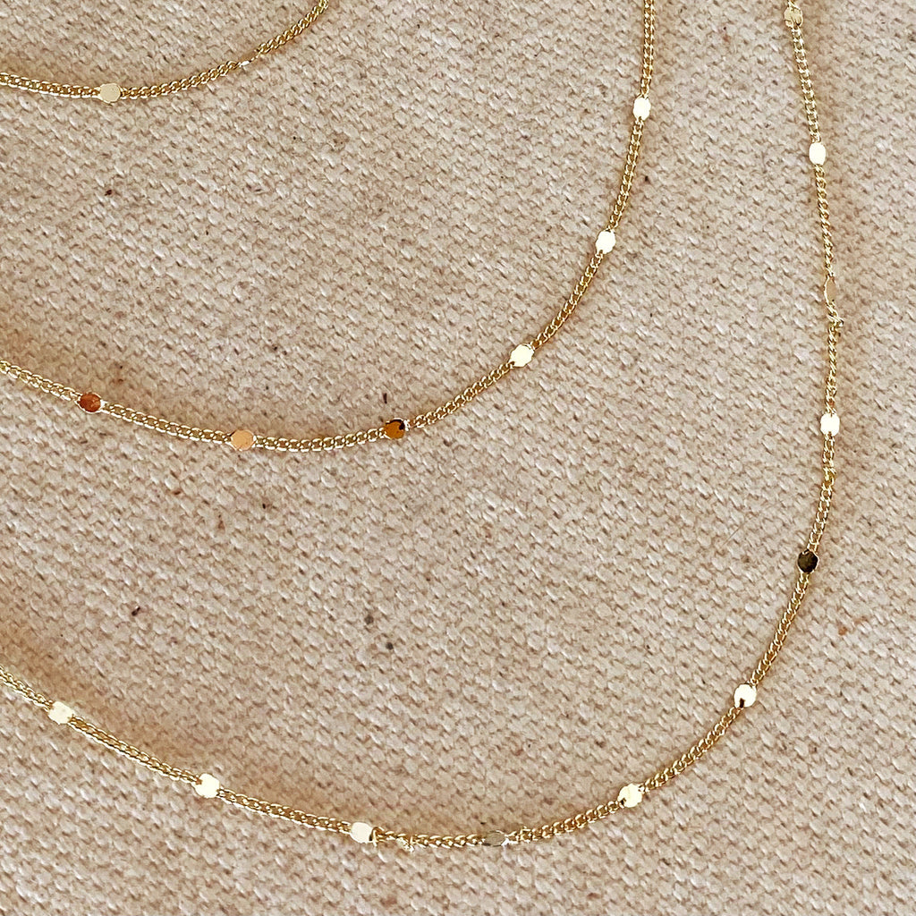 Gold Filled 18k 1mm Curb Chain With Pressed Details