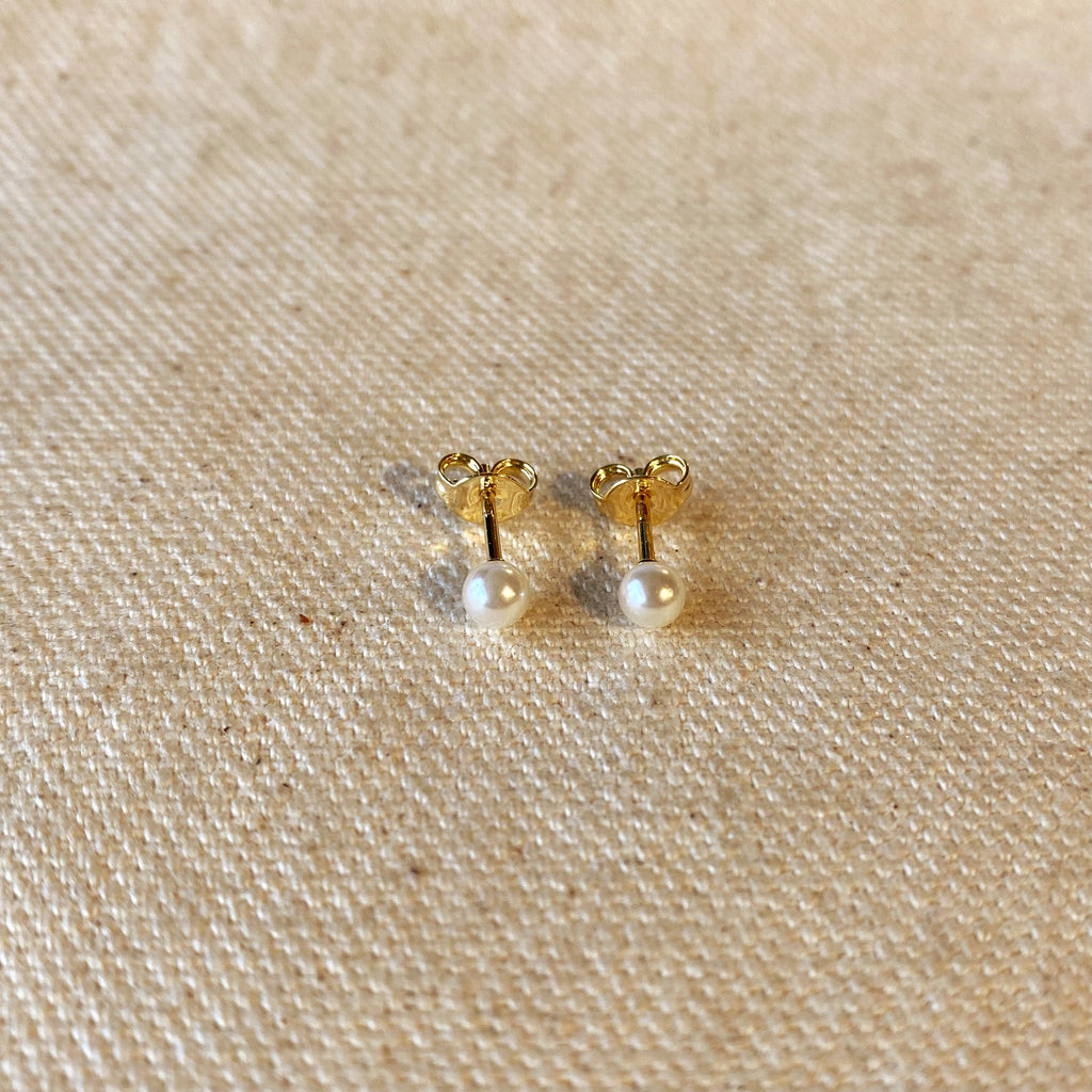 Gold Filled 18k 4mm Classic Pearl Stud