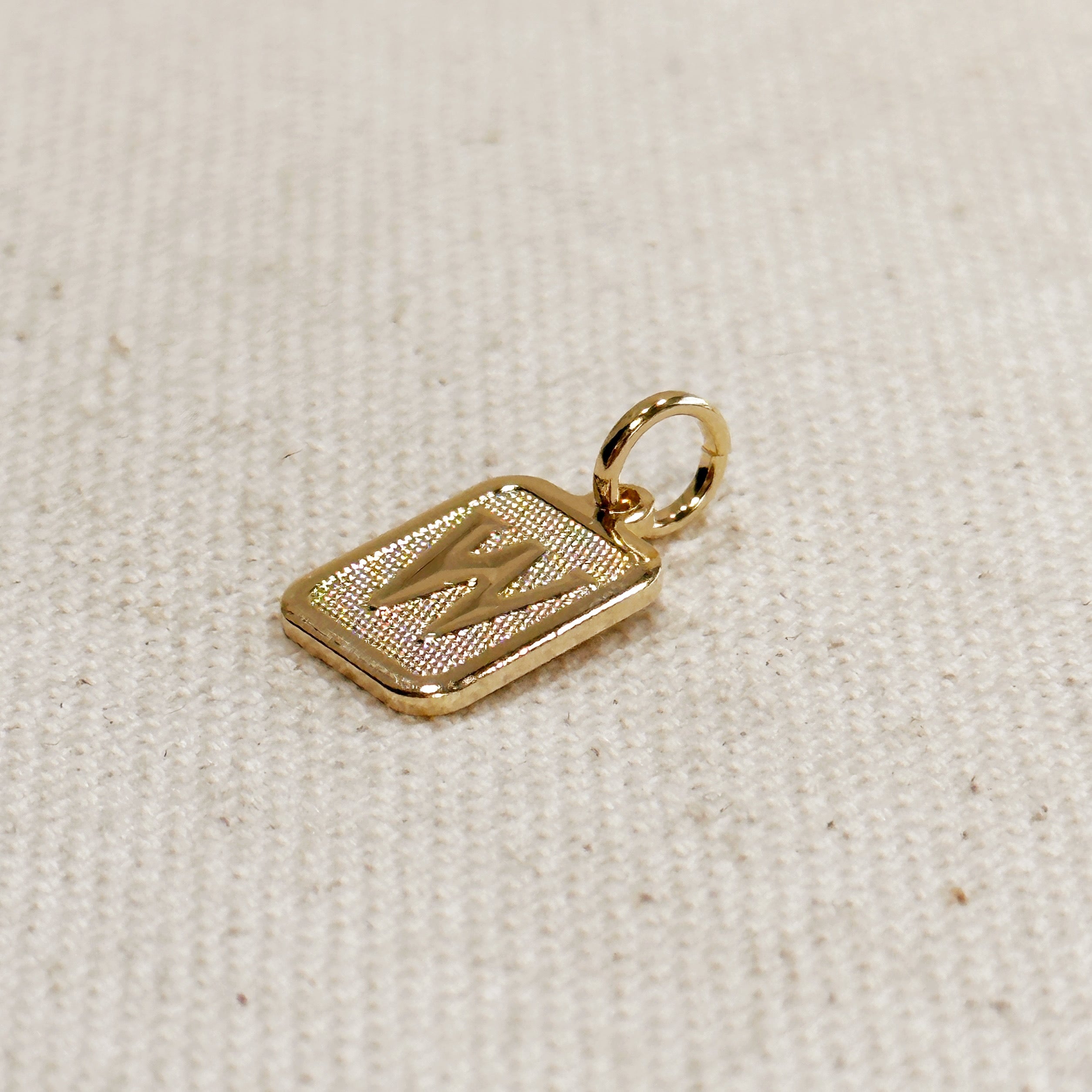 Initial Plate Pendant Textured