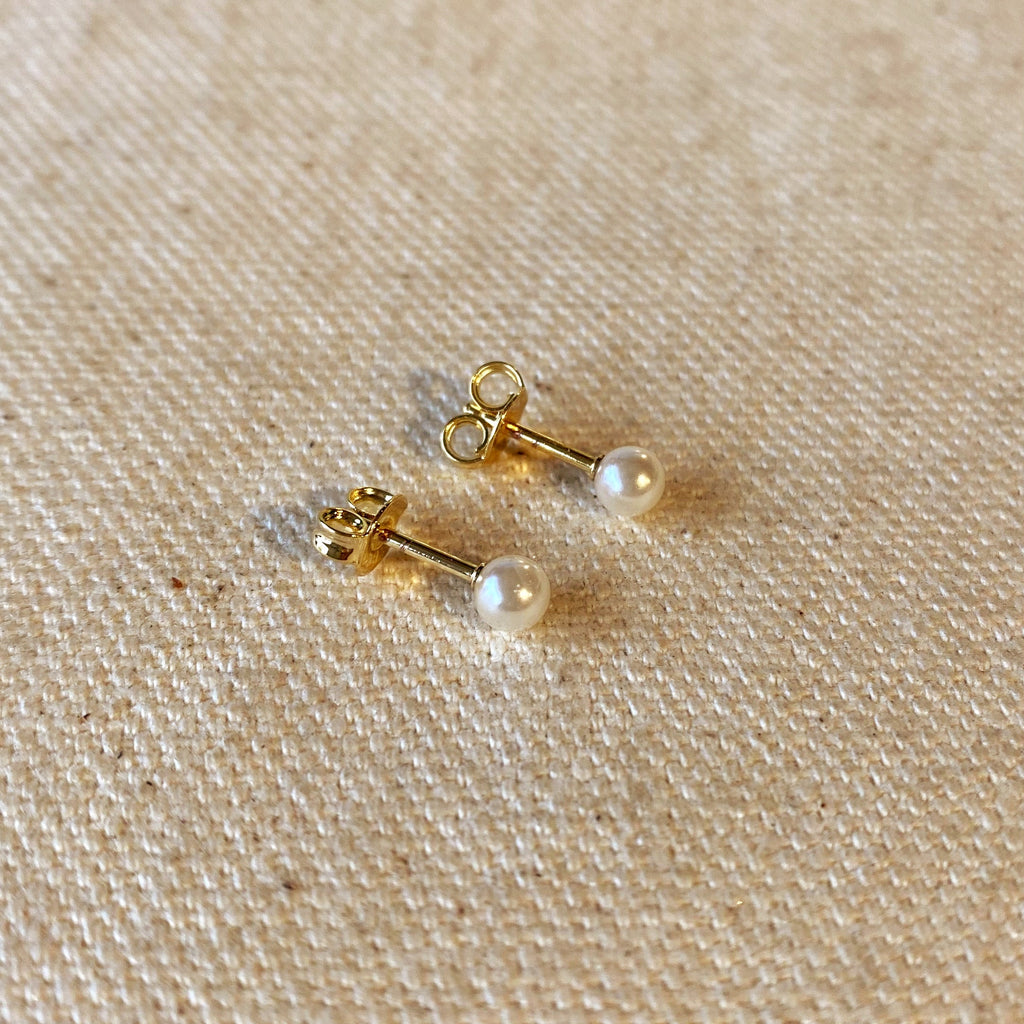 Gold Filled 18k 4mm Classic Pearl Stud