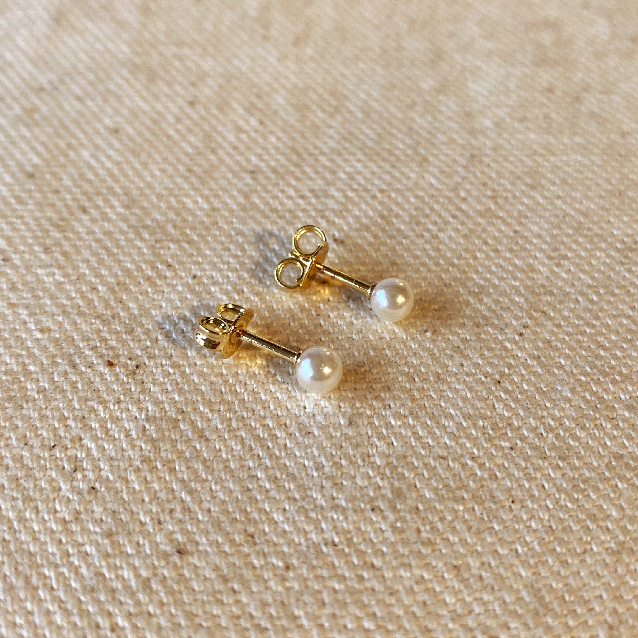 Gold Filled 18k 4mm Classic Pearl Stud