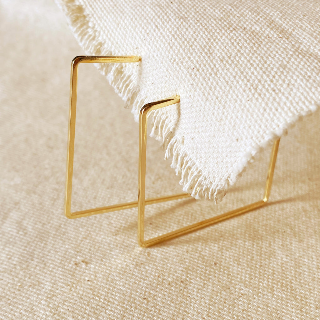 Half Hoop Earrings in Square Shape, 18k Gold Filled Wire