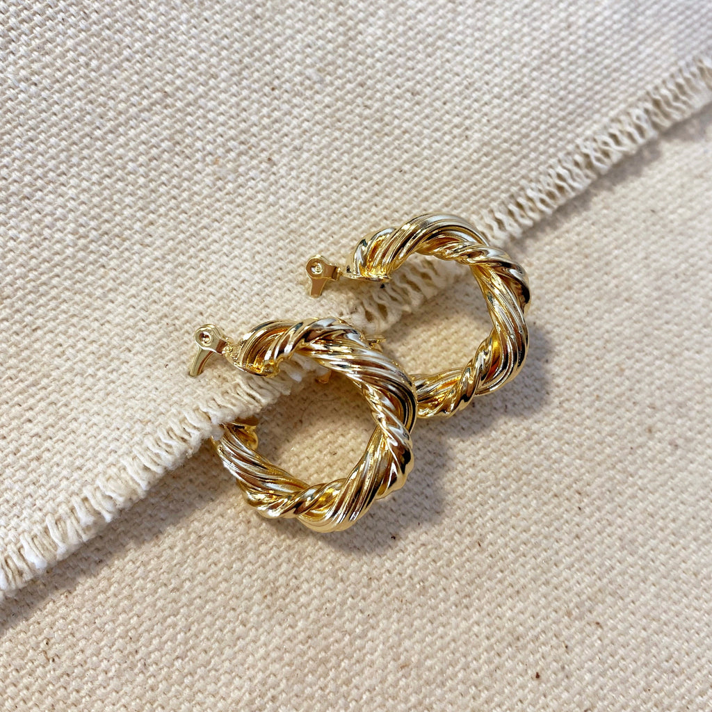 Gold Filled 18k 21mm Double Twisted Tube Hoop Earrings