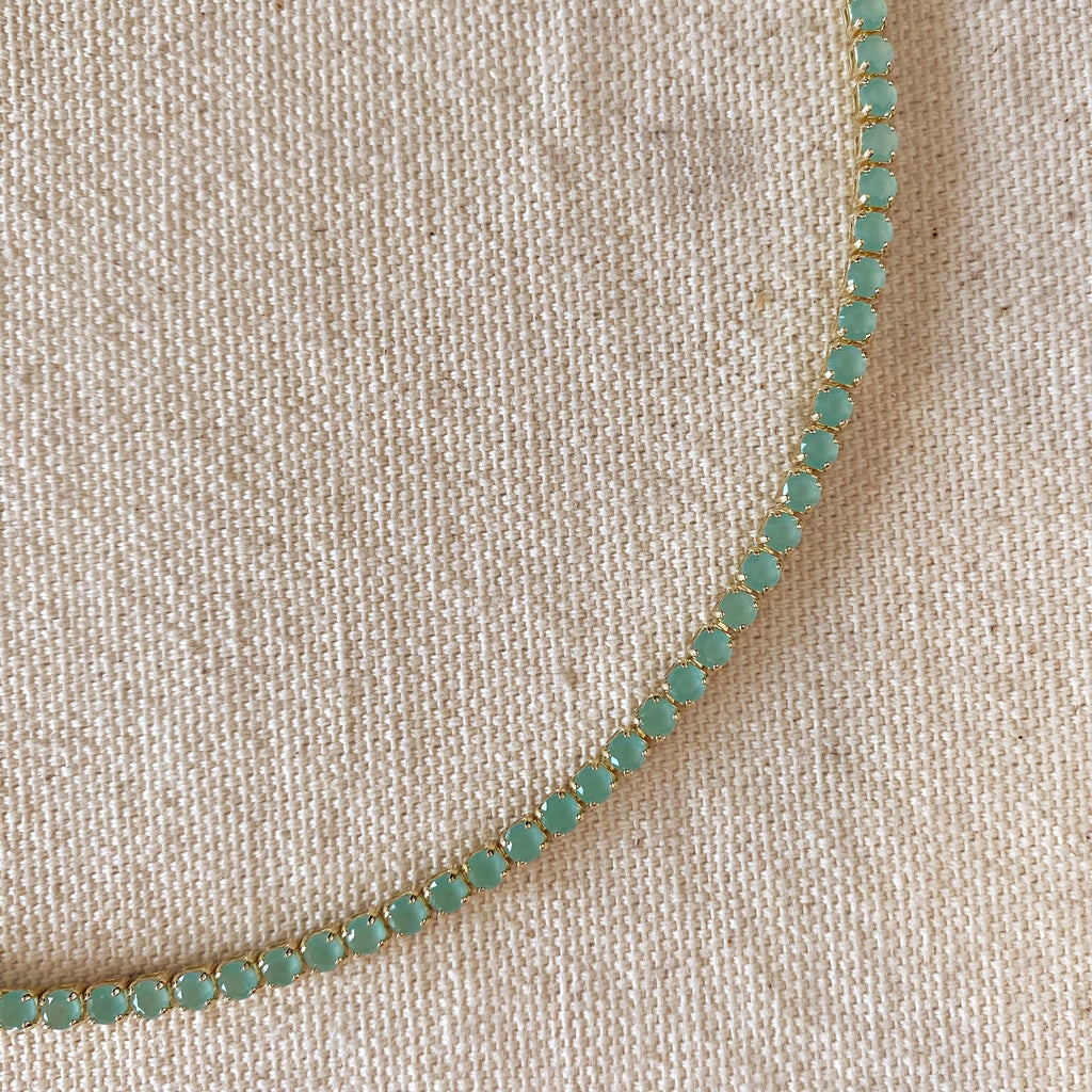 Gold Filled 18k 3mm Mint Cubic Zirconia Necklace