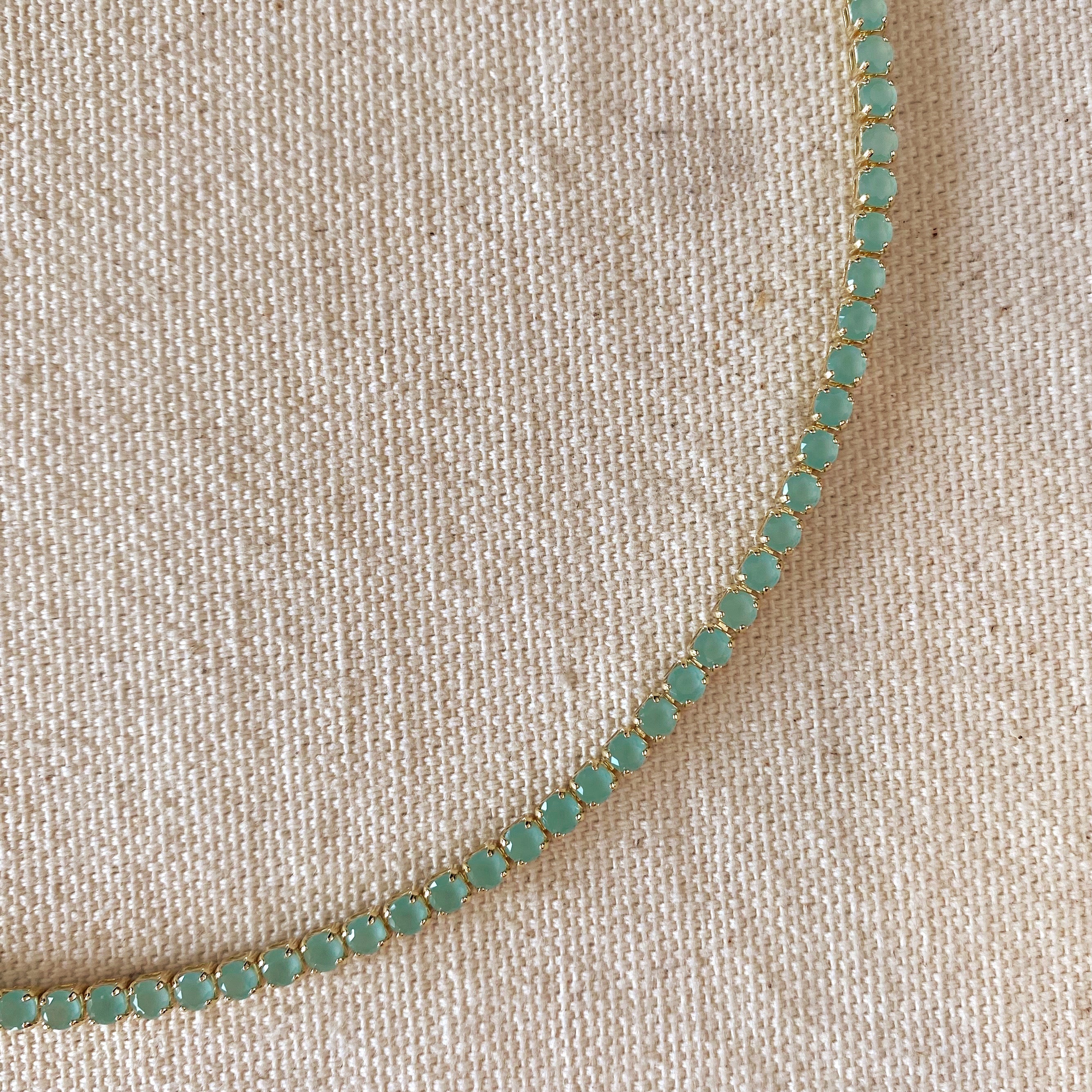 Gold Filled 18k 3mm Mint Cubic Zirconia Necklace