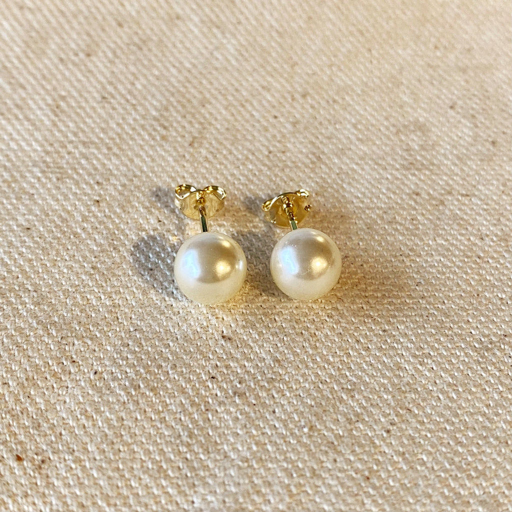 Gold Filled 18k 8mm Classic Pearl Stud
