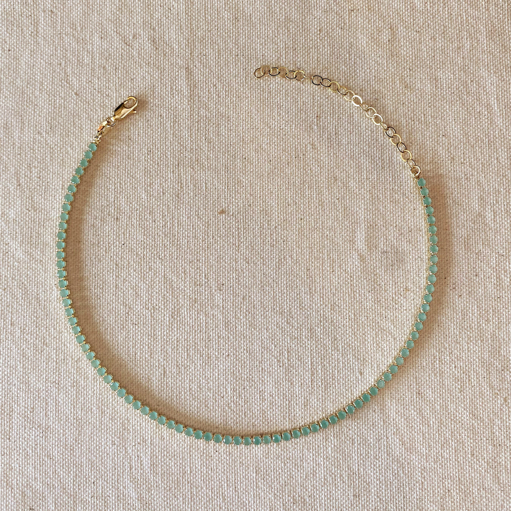Gold Filled 18k 3mm Mint Cubic Zirconia Necklace