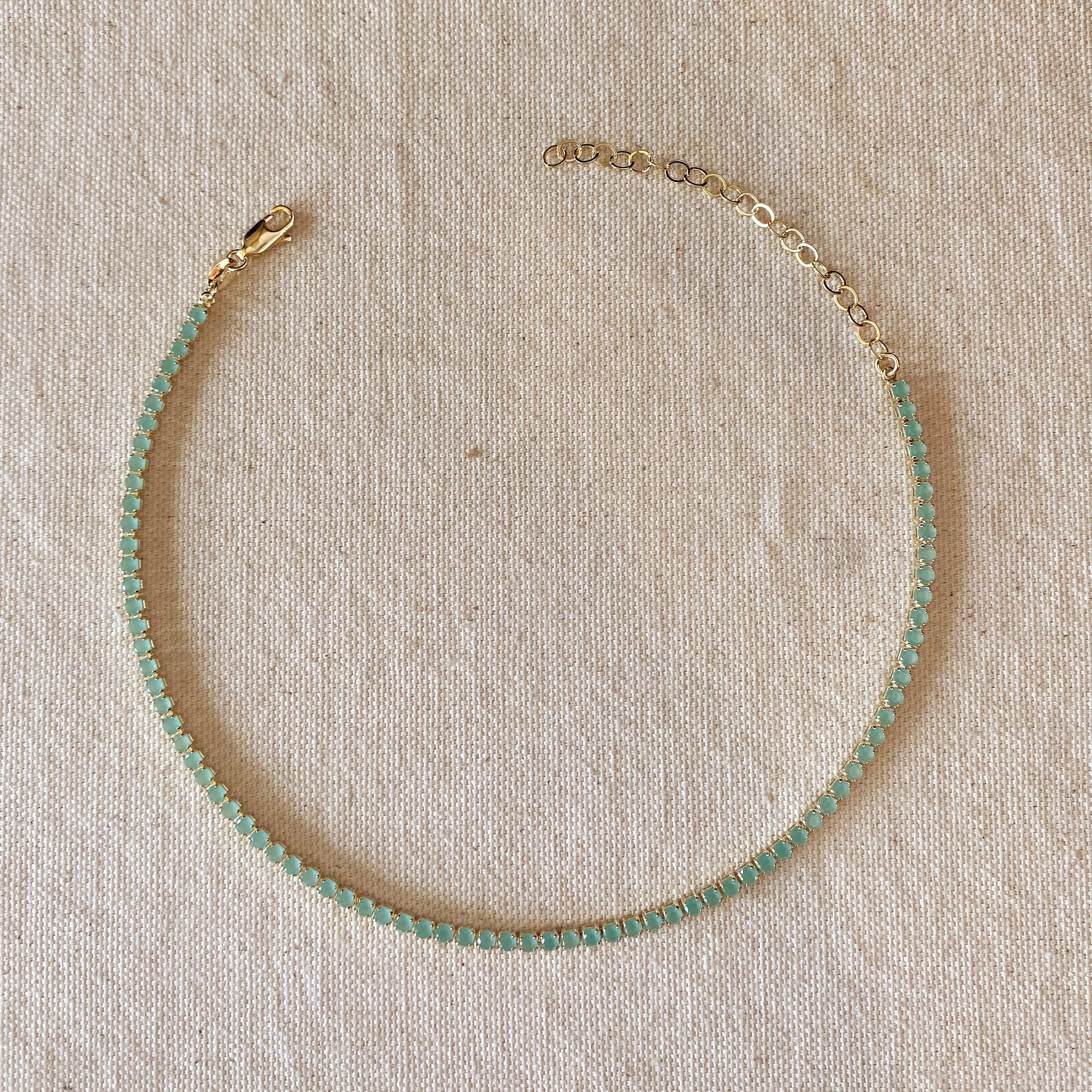 Gold Filled 18k 3mm Mint Cubic Zirconia Necklace