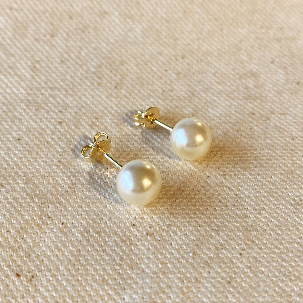 Gold Filled 18k 8mm Classic Pearl Stud