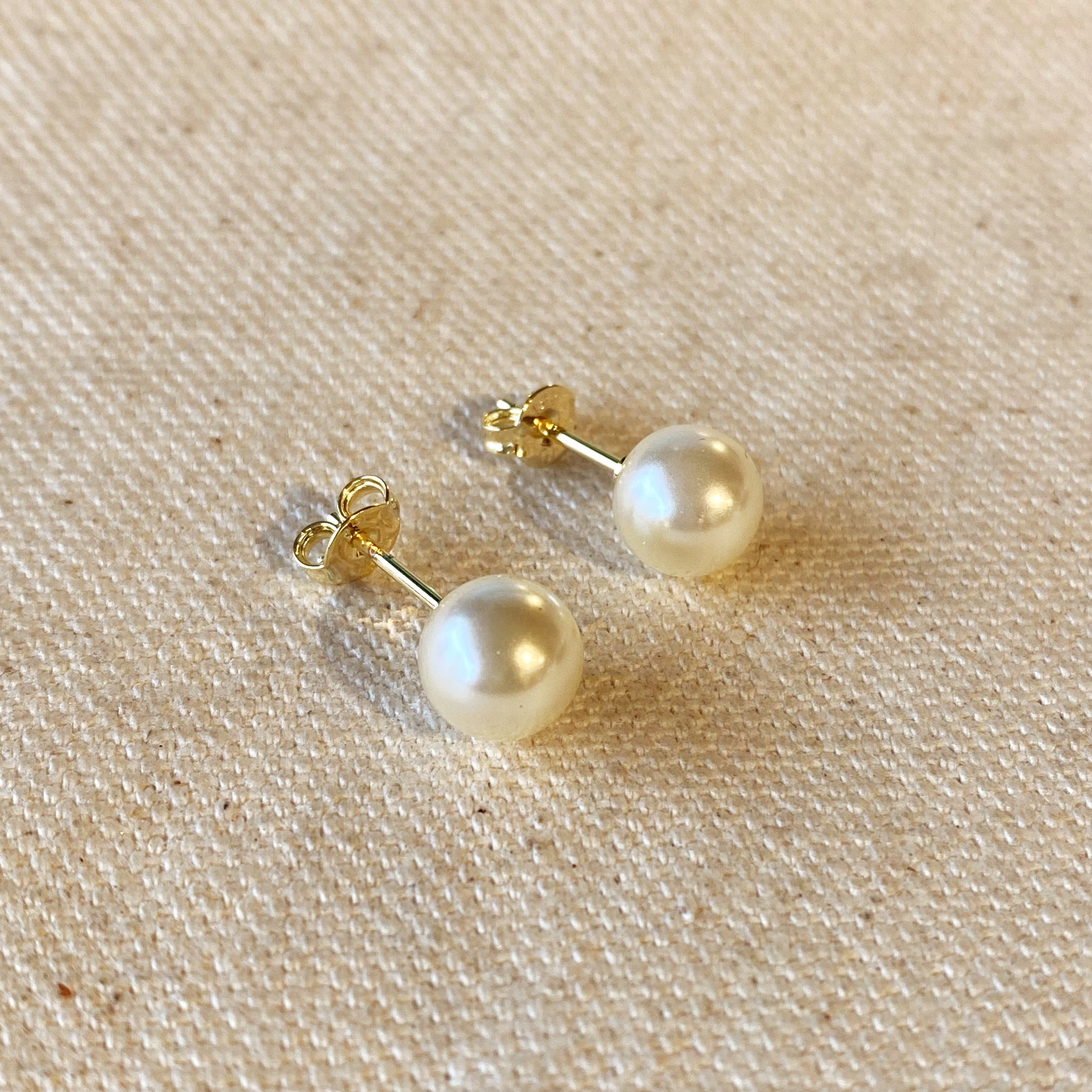 Gold Filled 18k 8mm Classic Pearl Stud