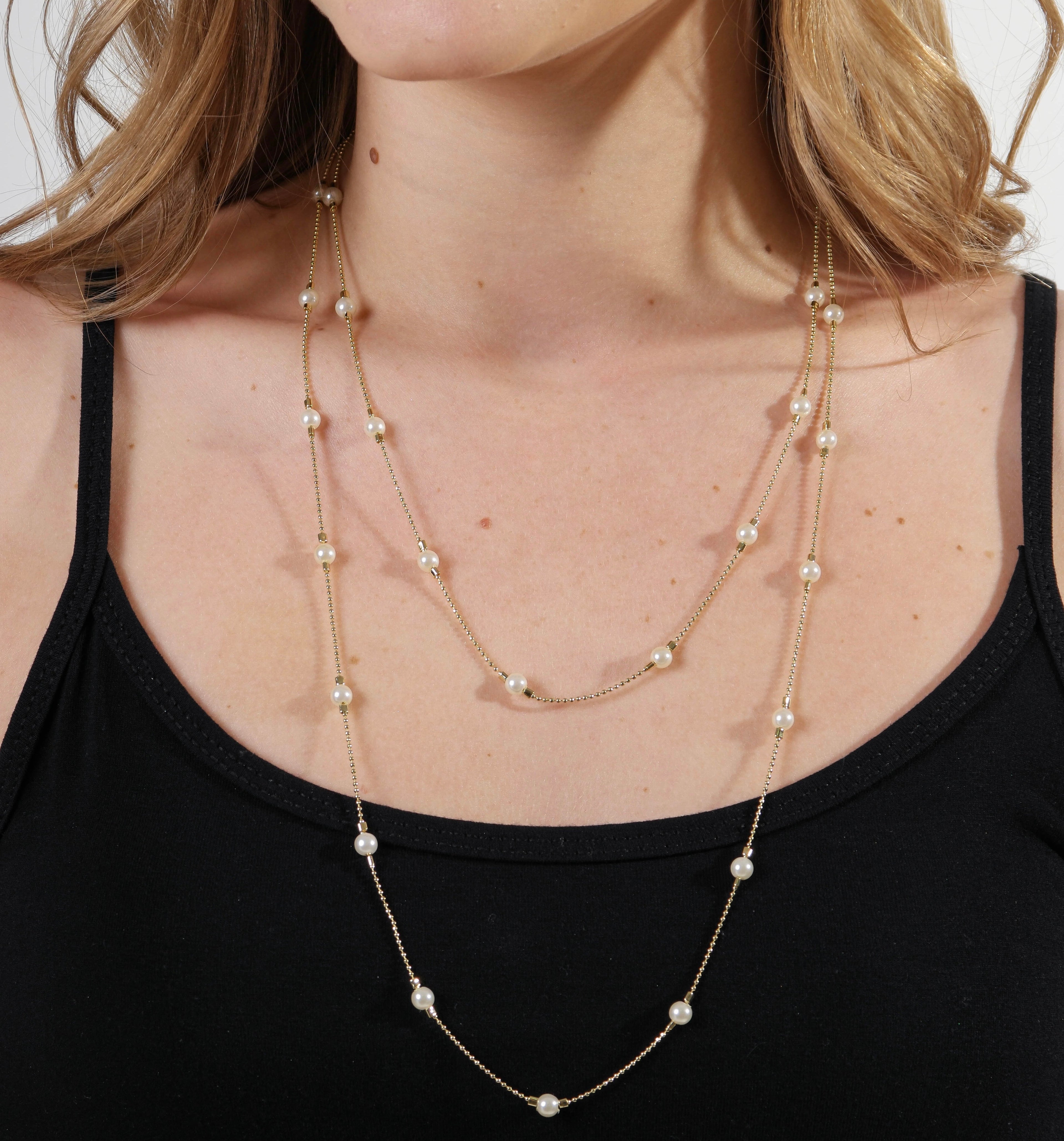 Long Wrap Around Pearl Necklace 18k Gold Filled